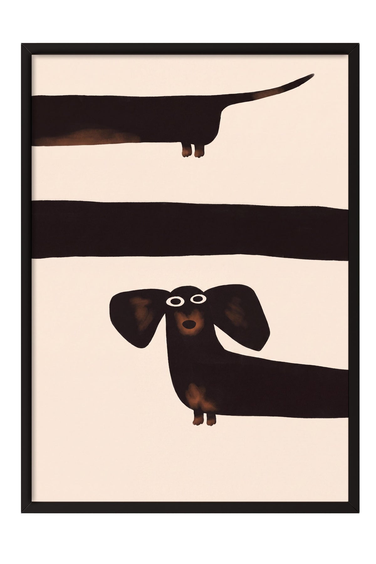 Minimalist Köpek İllüstrasyonu Poster – Siyah Çerçeveli Tablo