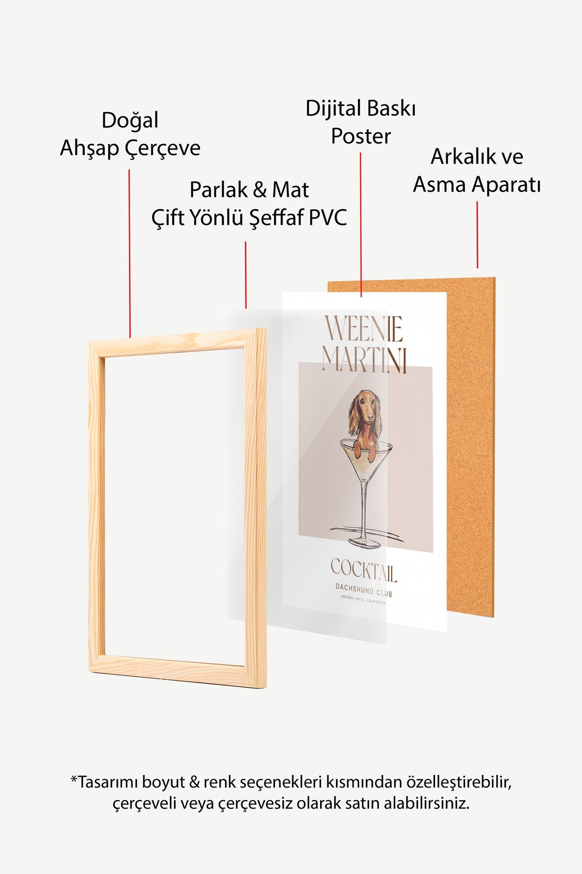 WEENIE MARTINI Poster – Ahşap Çerçeveli Tablo