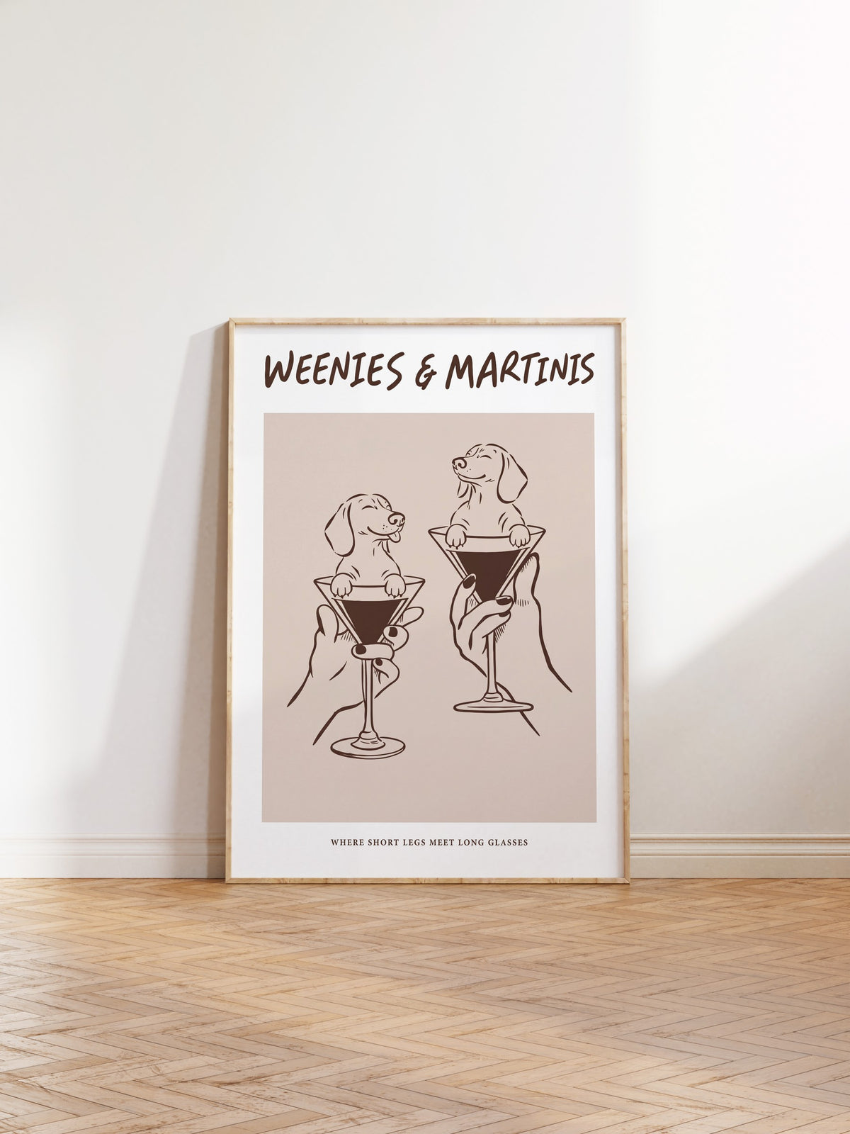 WEENIES & MARTINIS Poster – Ahşap Çerçeveli Tablo