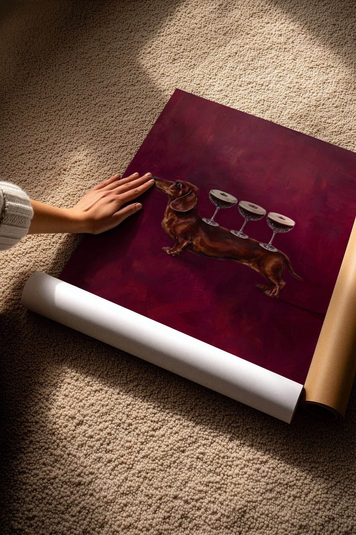 Köpek Üzerinde Bardaklar Çerçevesiz Poster
