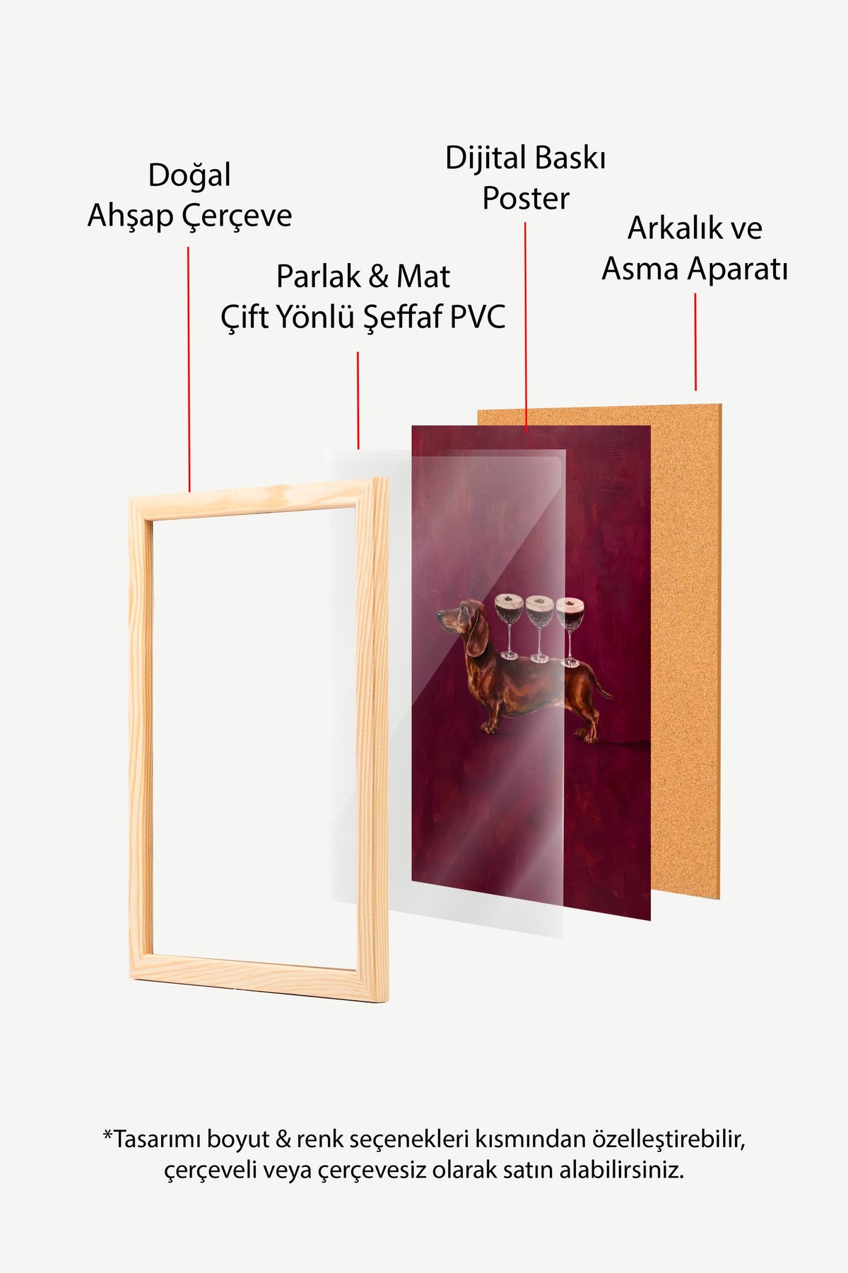 Köpek Üzerinde Bardaklar Poster – Ahşap Çerçeveli Tablo