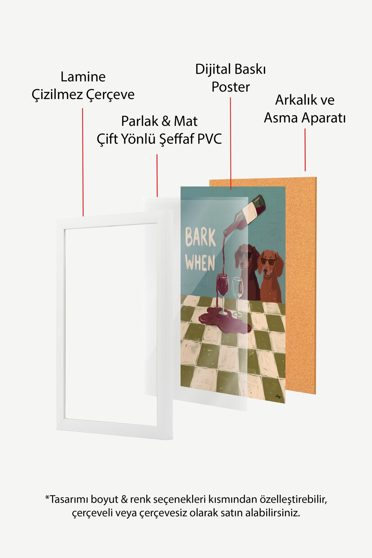 BARK WHEN Poster – Beyaz Çerçeveli Tablo
