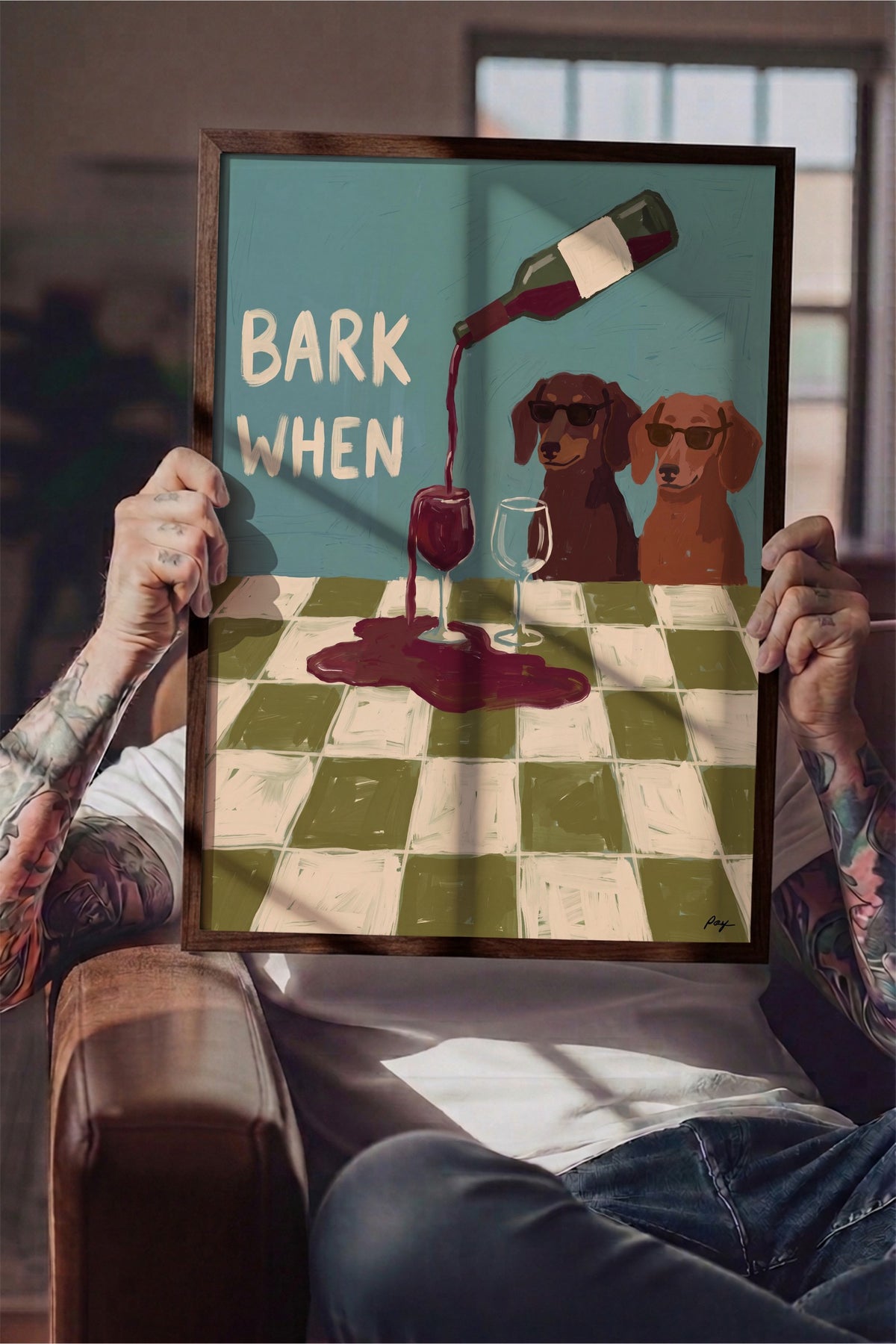 BARK WHEN Poster – Kahverengi Çerçeveli Tablo