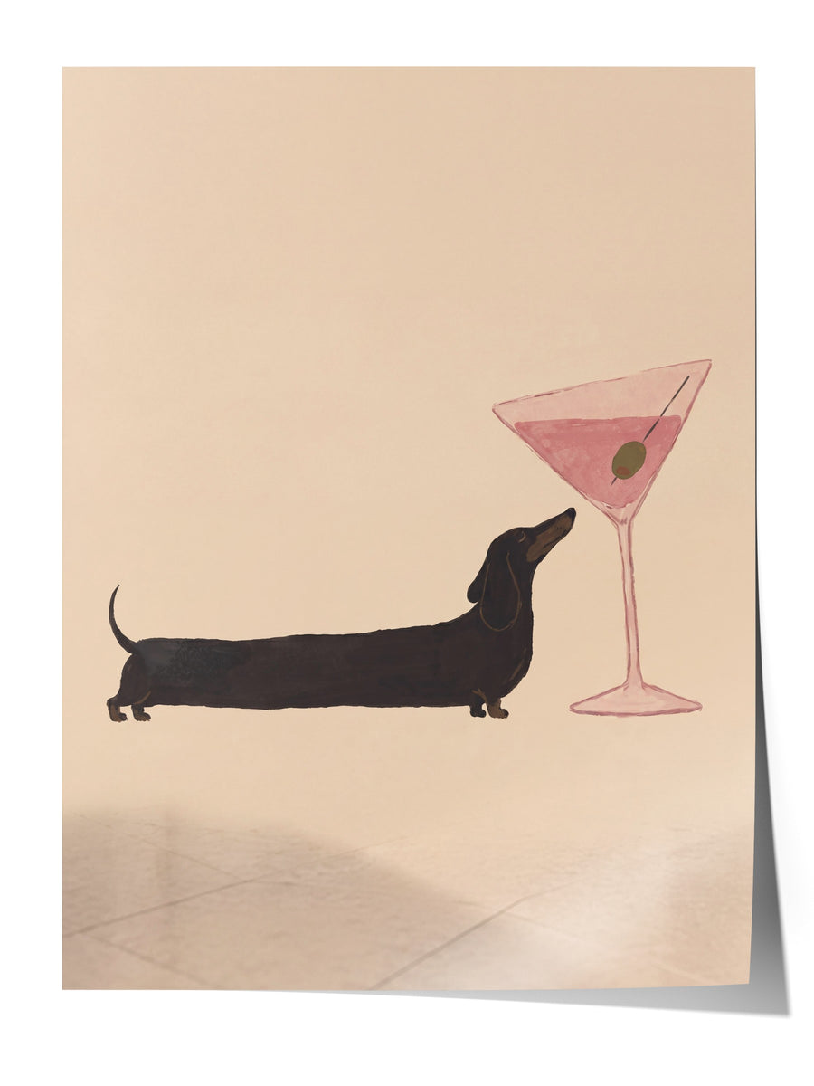 Kokteyl Bardağı ve Köpek Çerçevesiz Poster