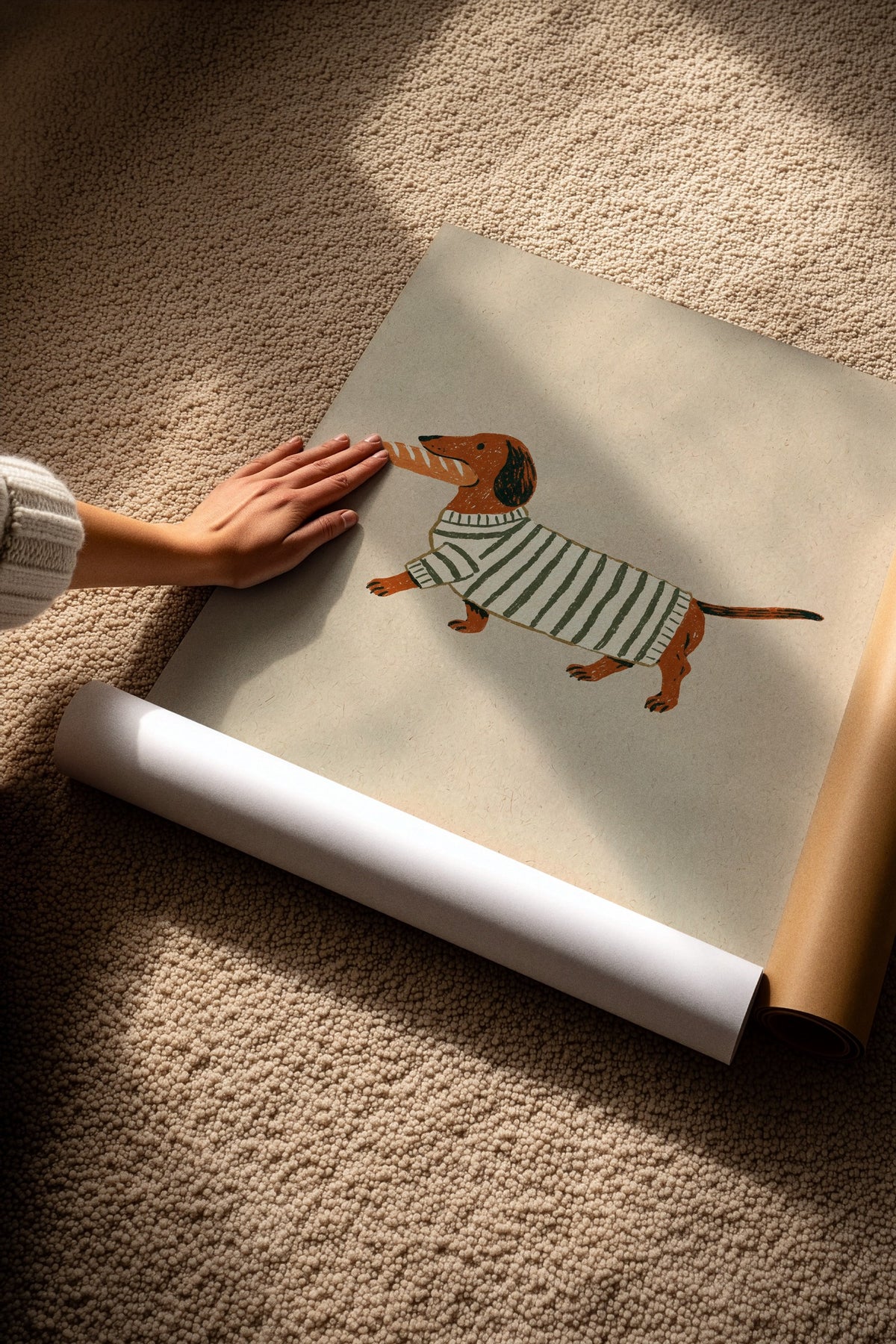 Kazaklı Köpek ve Baget Çerçevesiz Poster