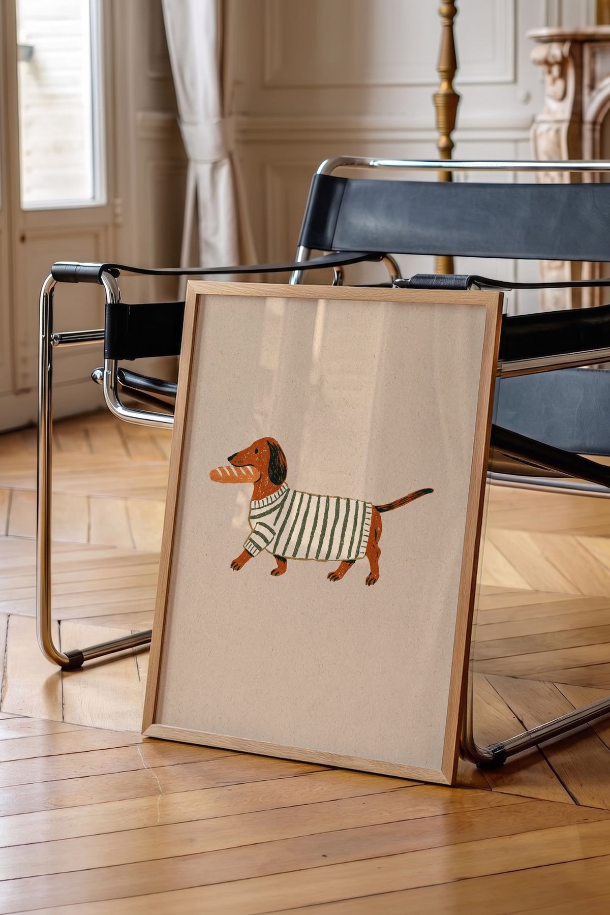 Kazaklı Köpek ve Baget Poster – Ahşap Çerçeveli Tablo