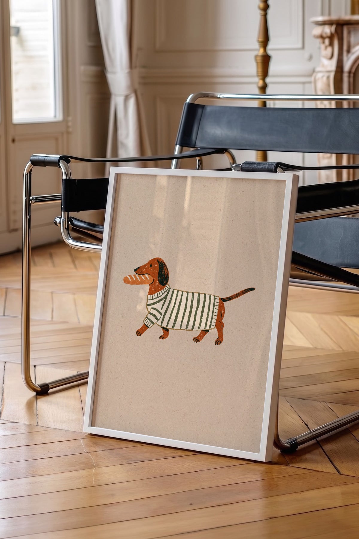 Kazaklı Köpek ve Baget Poster – Beyaz Çerçeveli Tablo