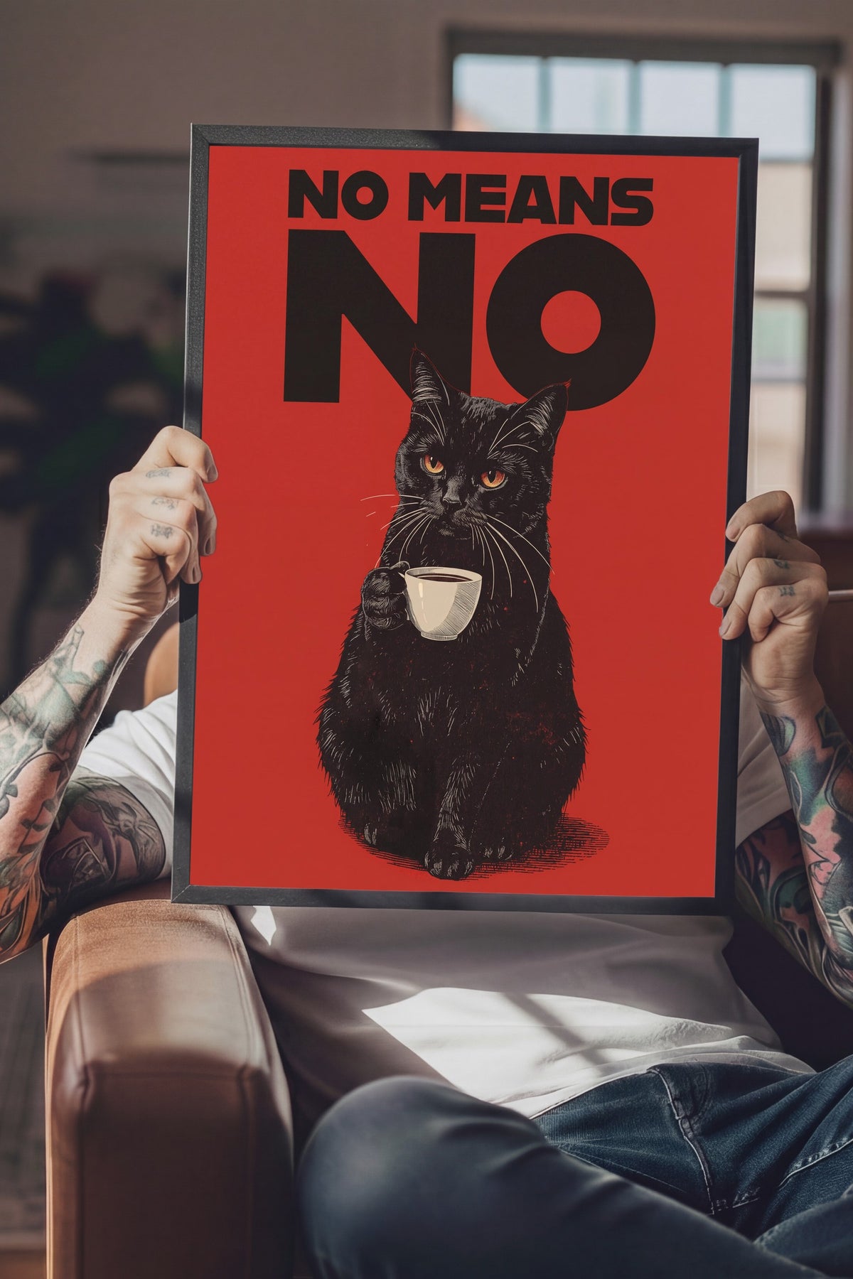 No Means No Poster – Siyah Çerçeveli Tablo