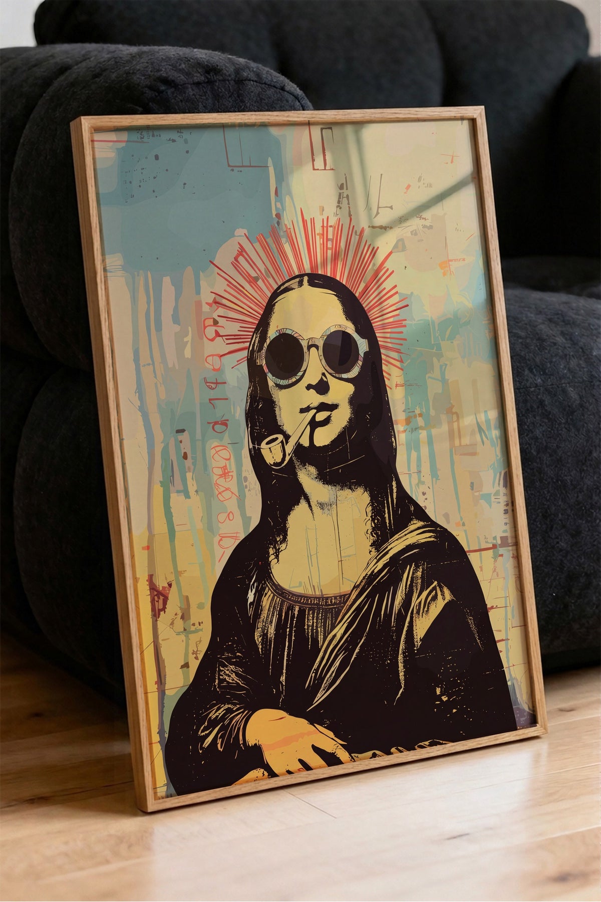 Pop Art Mona Lisa Yorumu Poster – Ahşap Çerçeveli Tablo