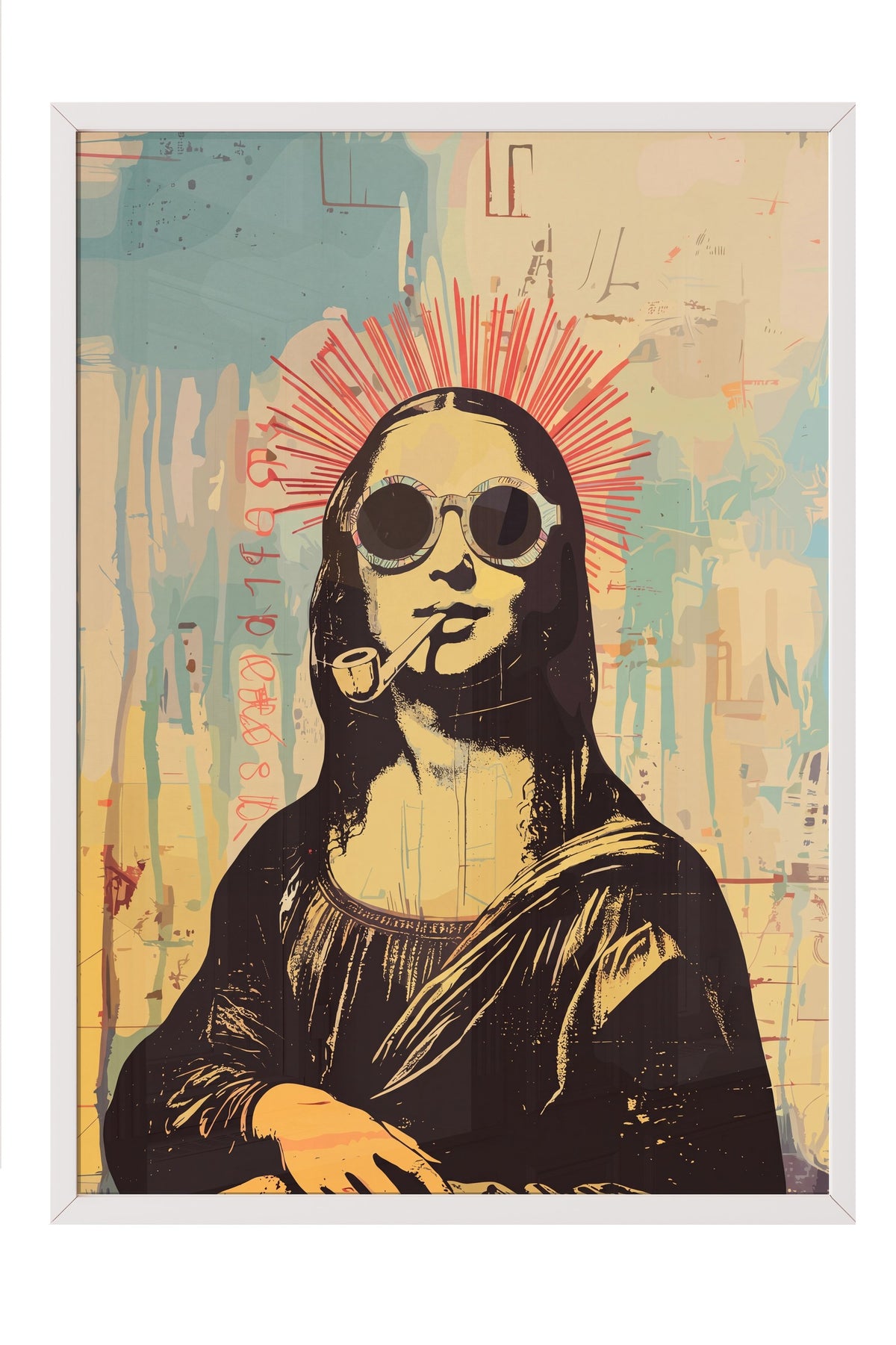 Pop Art Mona Lisa Yorumu Poster – Beyaz Çerçeveli Tablo