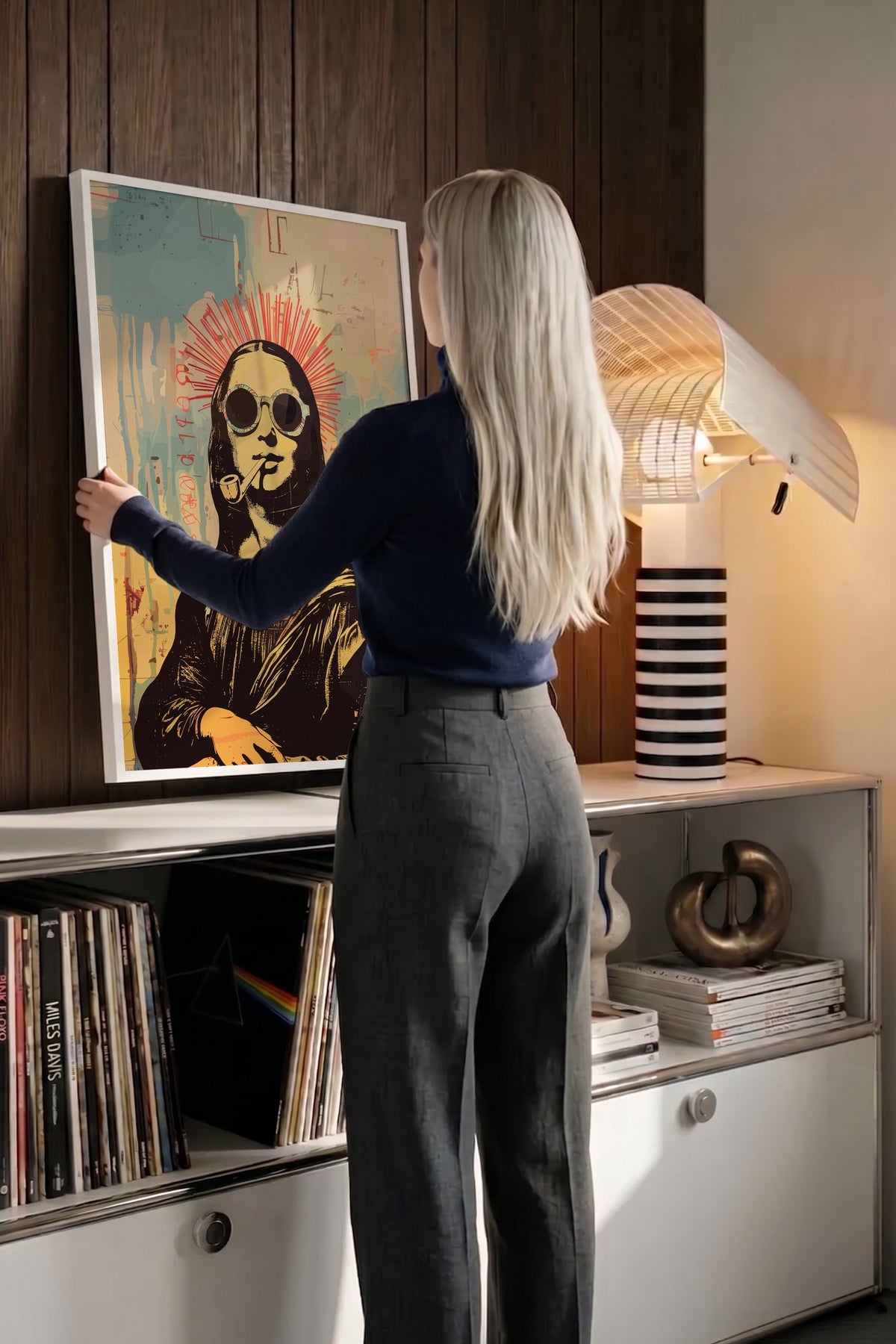 Pop Art Mona Lisa Yorumu Poster – Beyaz Çerçeveli Tablo