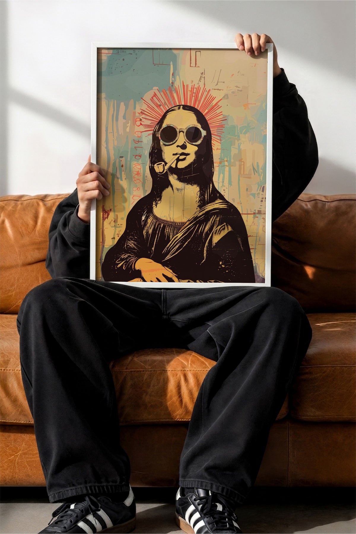 Pop Art Mona Lisa Yorumu Poster – Beyaz Çerçeveli Tablo