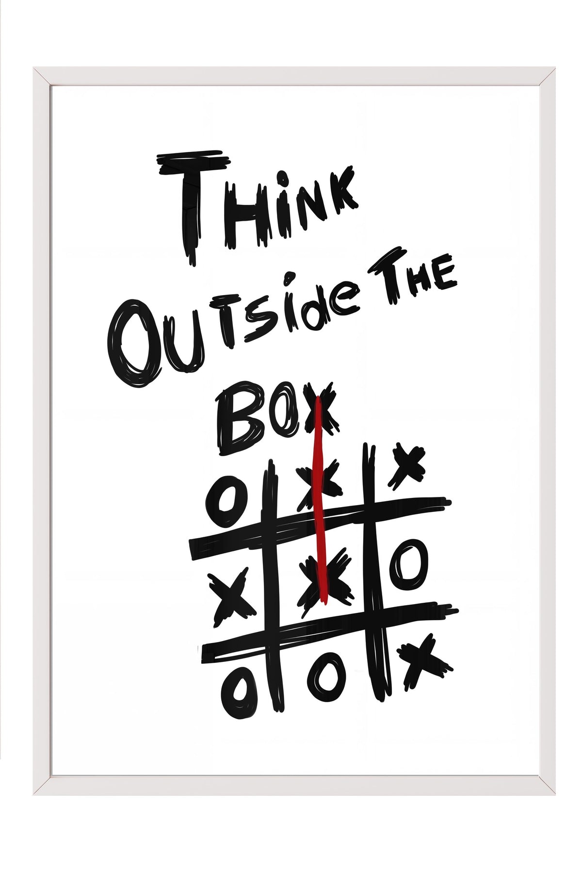 Think Outside The Box Poster – Beyaz Çerçeveli Tablo