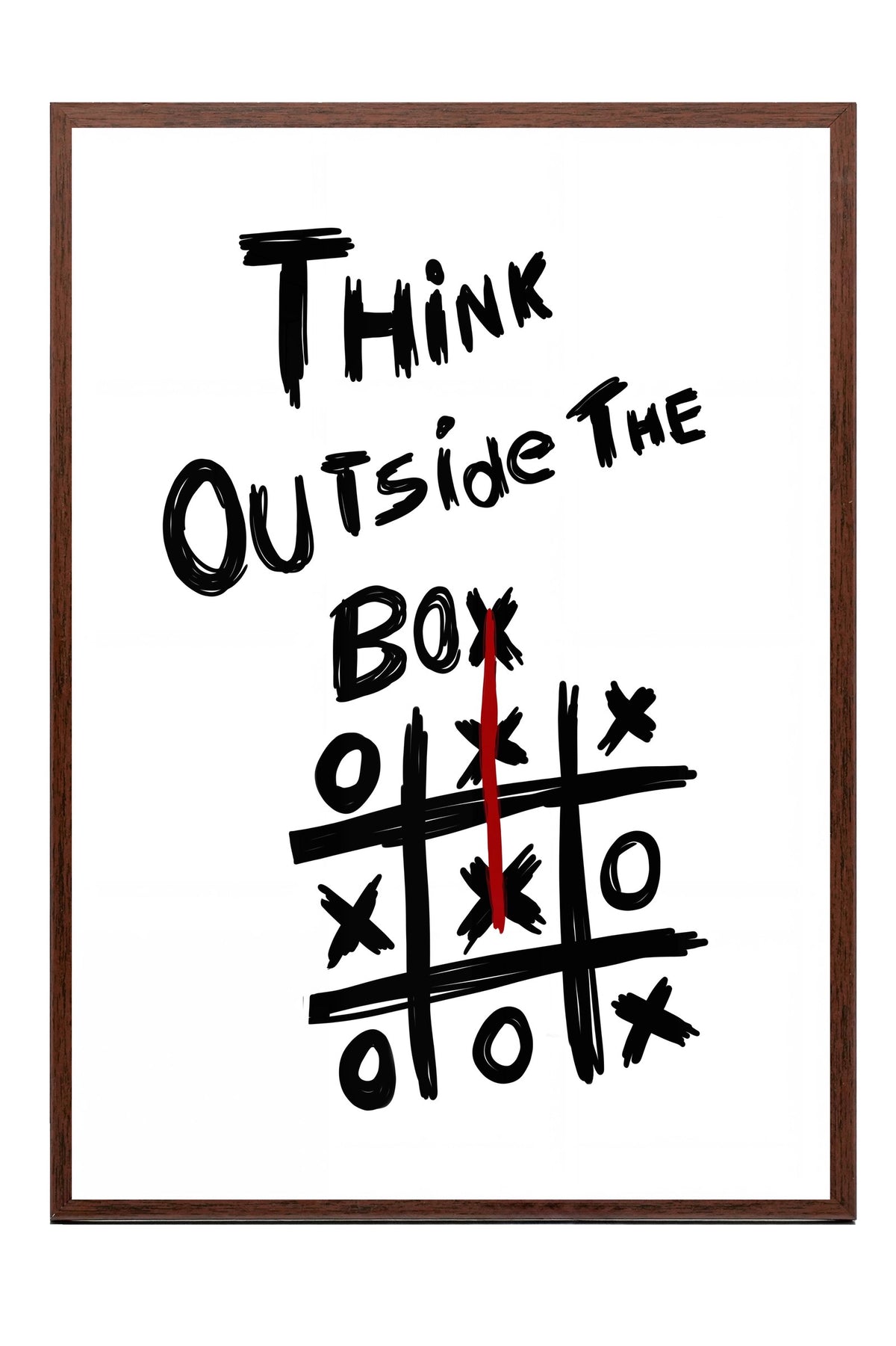 Think Outside The Box Poster – Kahverengi Çerçeveli Tablo