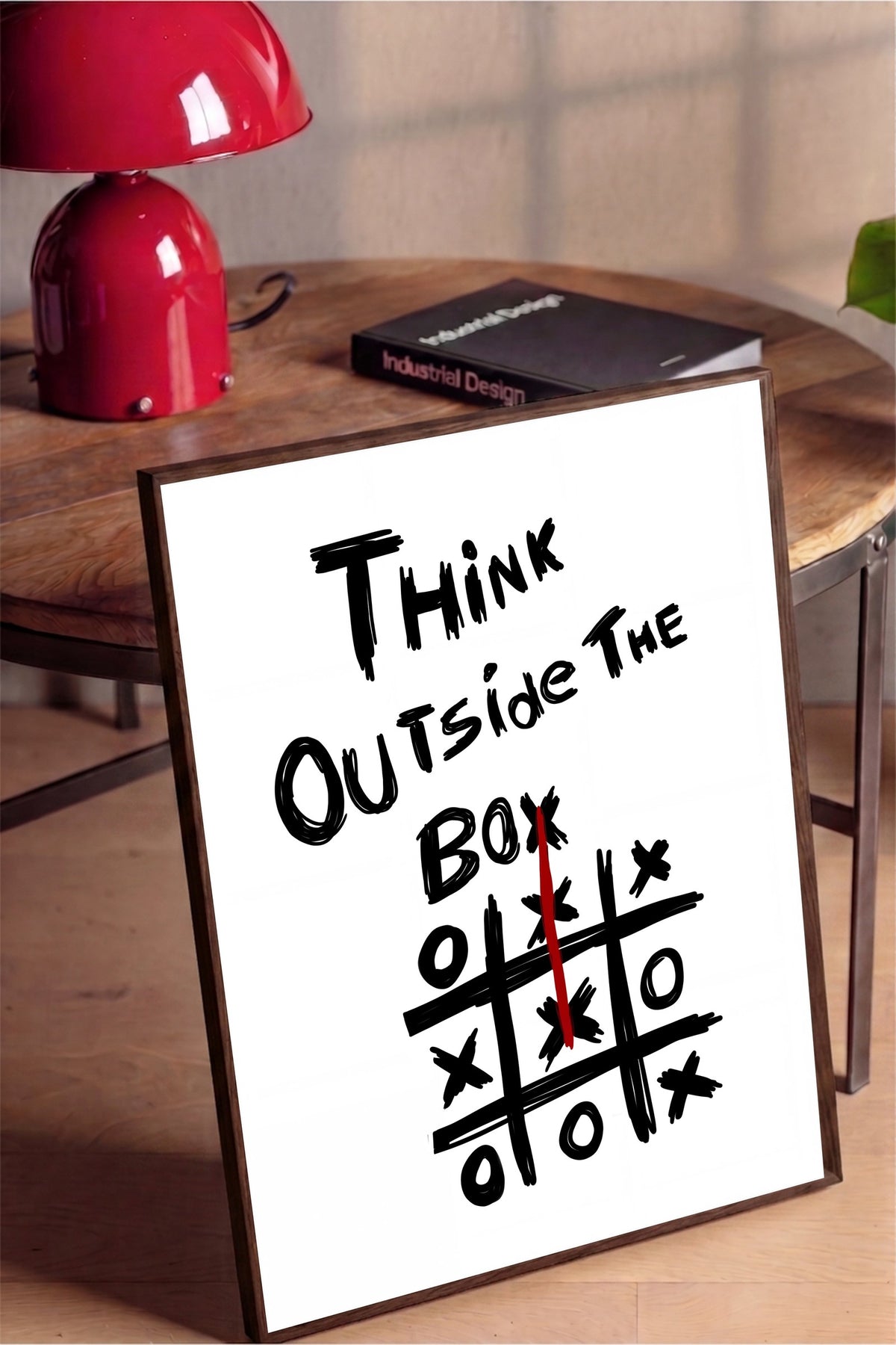 Think Outside The Box Poster – Kahverengi Çerçeveli Tablo