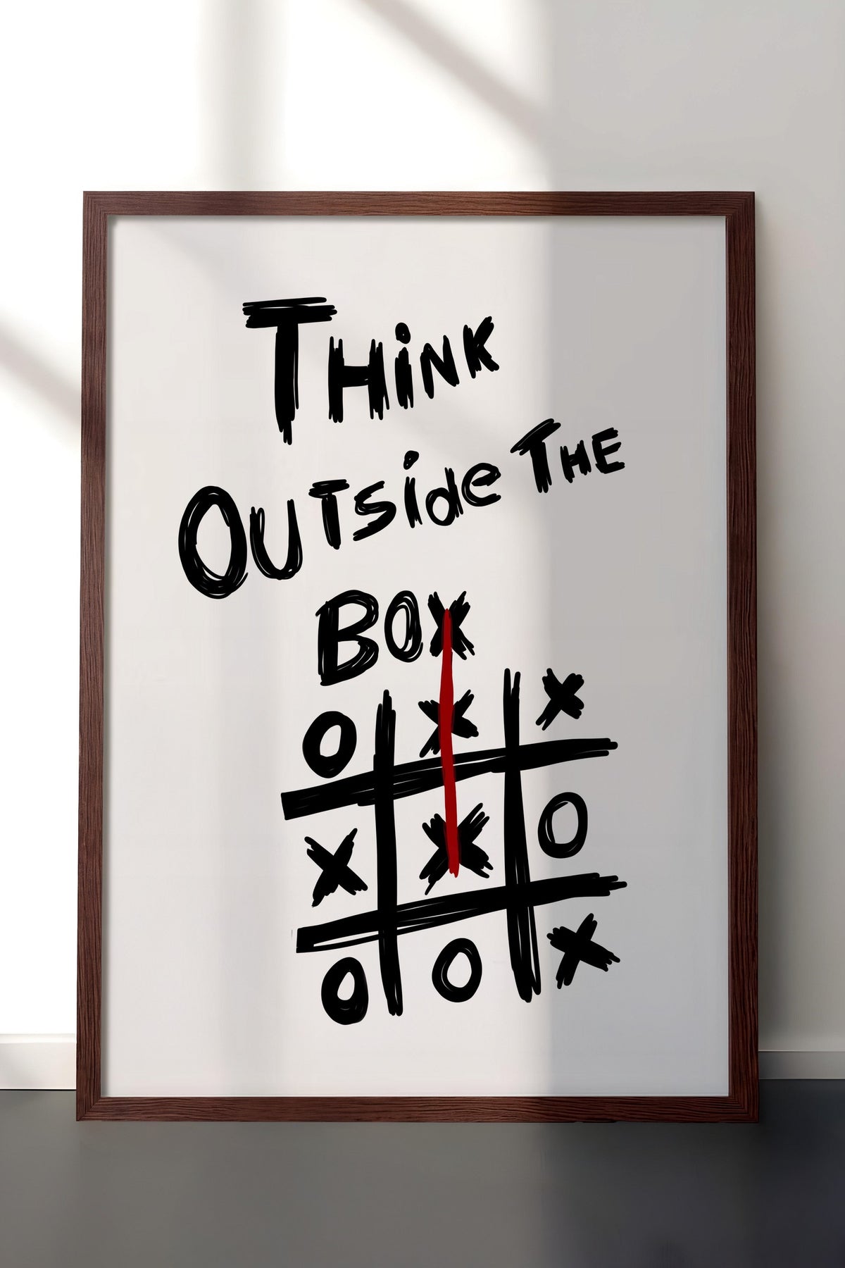 Think Outside The Box Poster – Kahverengi Çerçeveli Tablo
