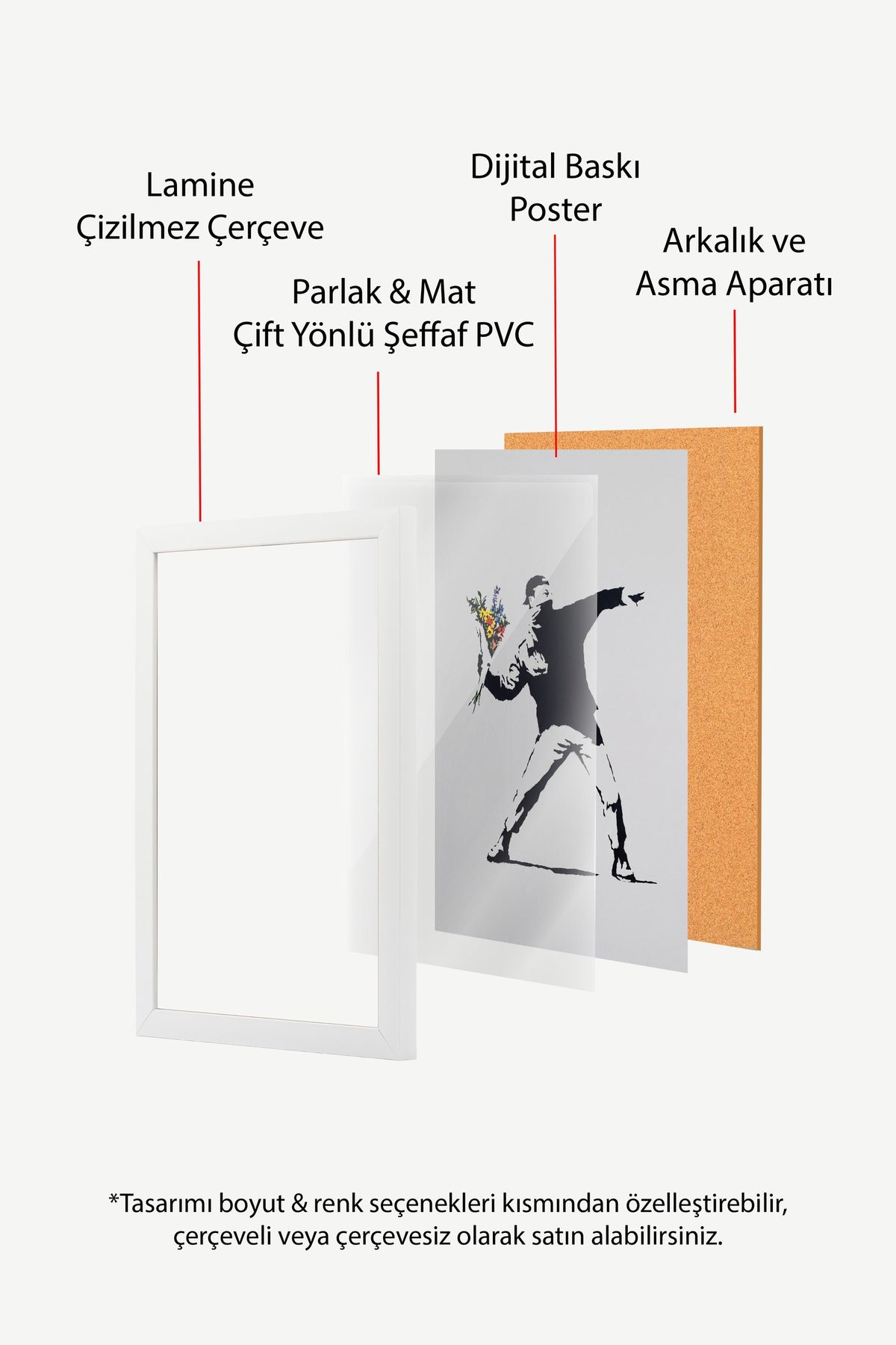 Çiçek Atan Adam Poster – Beyaz Çerçeveli Tablo