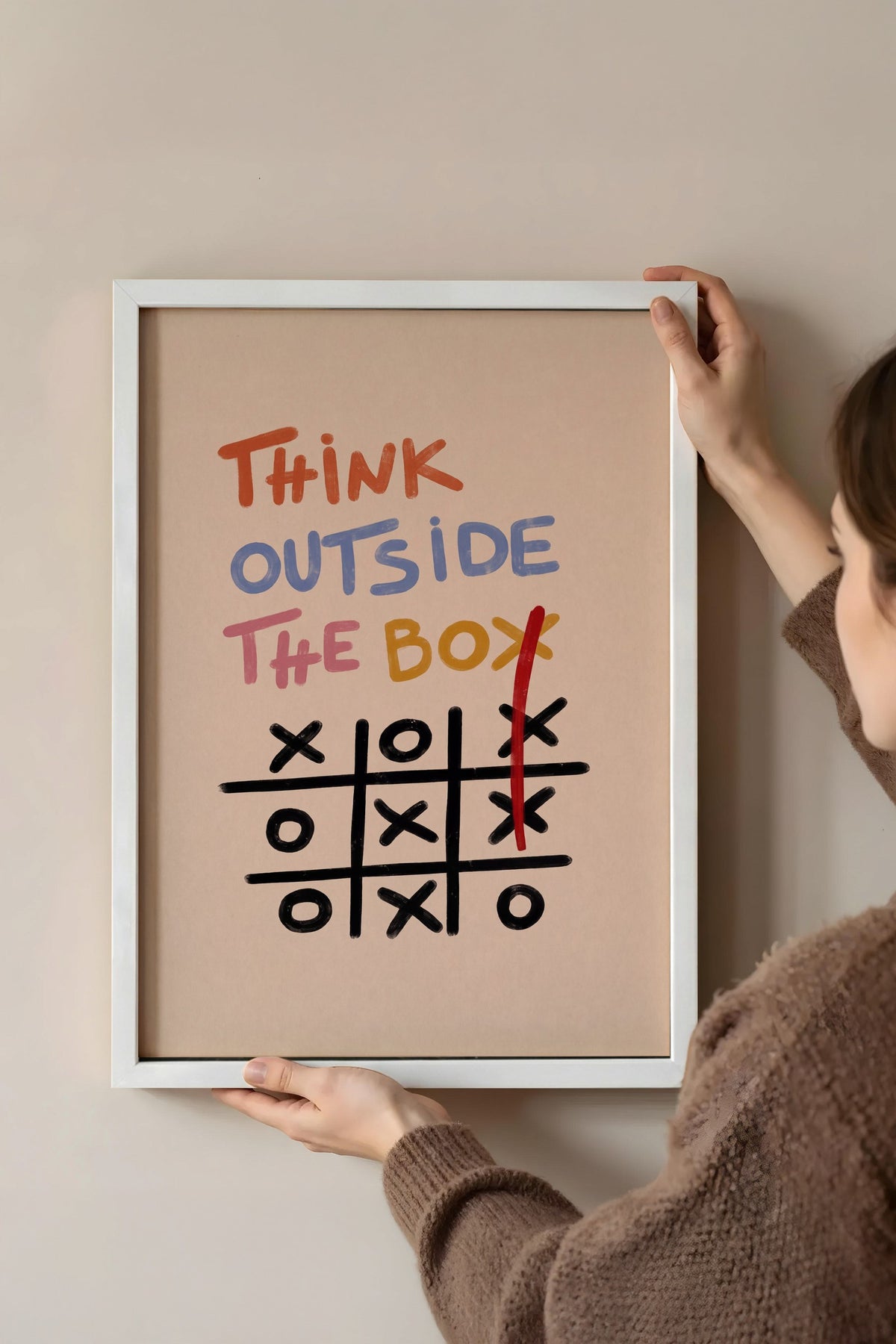 Think Outside The Box Poster – Beyaz Çerçeveli Tablo
