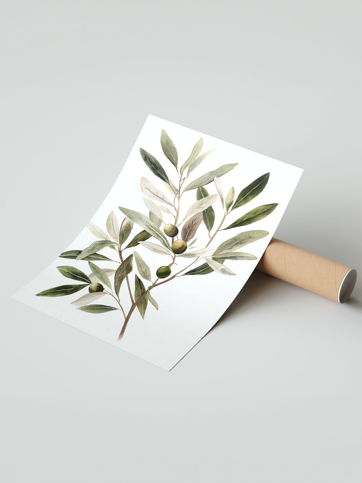 Suluboya Zeytin Dalı Çerçevesiz Poster