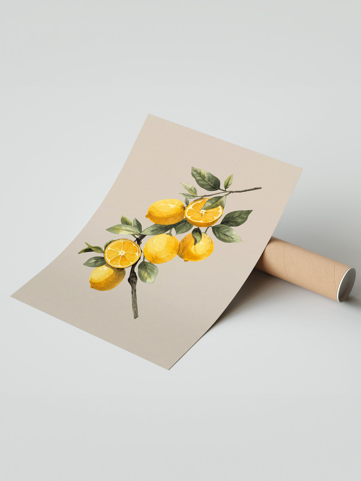 Limon Dalı Suluboya Çerçevesiz Poster