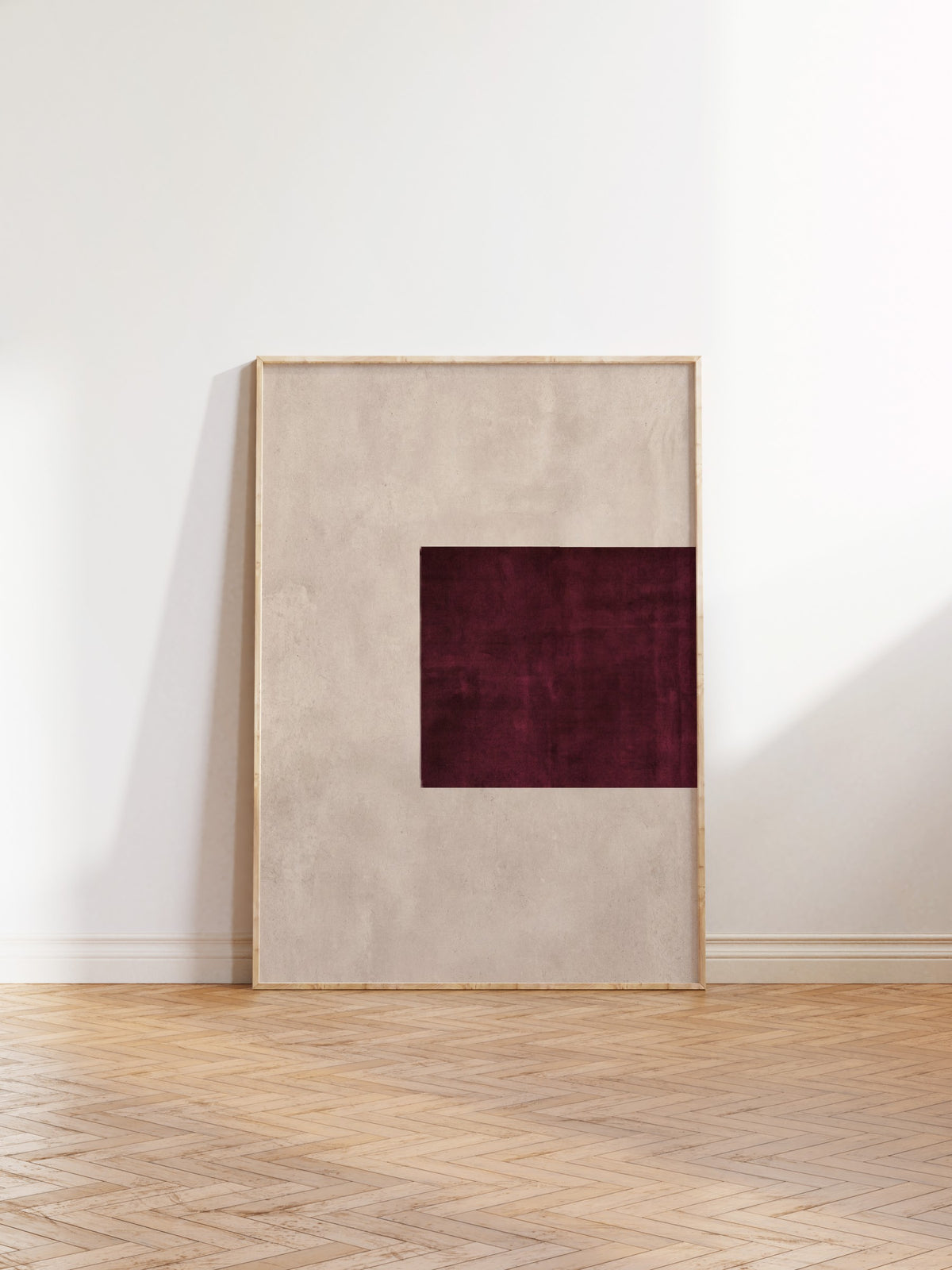 Minimalistik Bordo Dikdörtgen Poster – Ahşap Çerçeveli Tablo