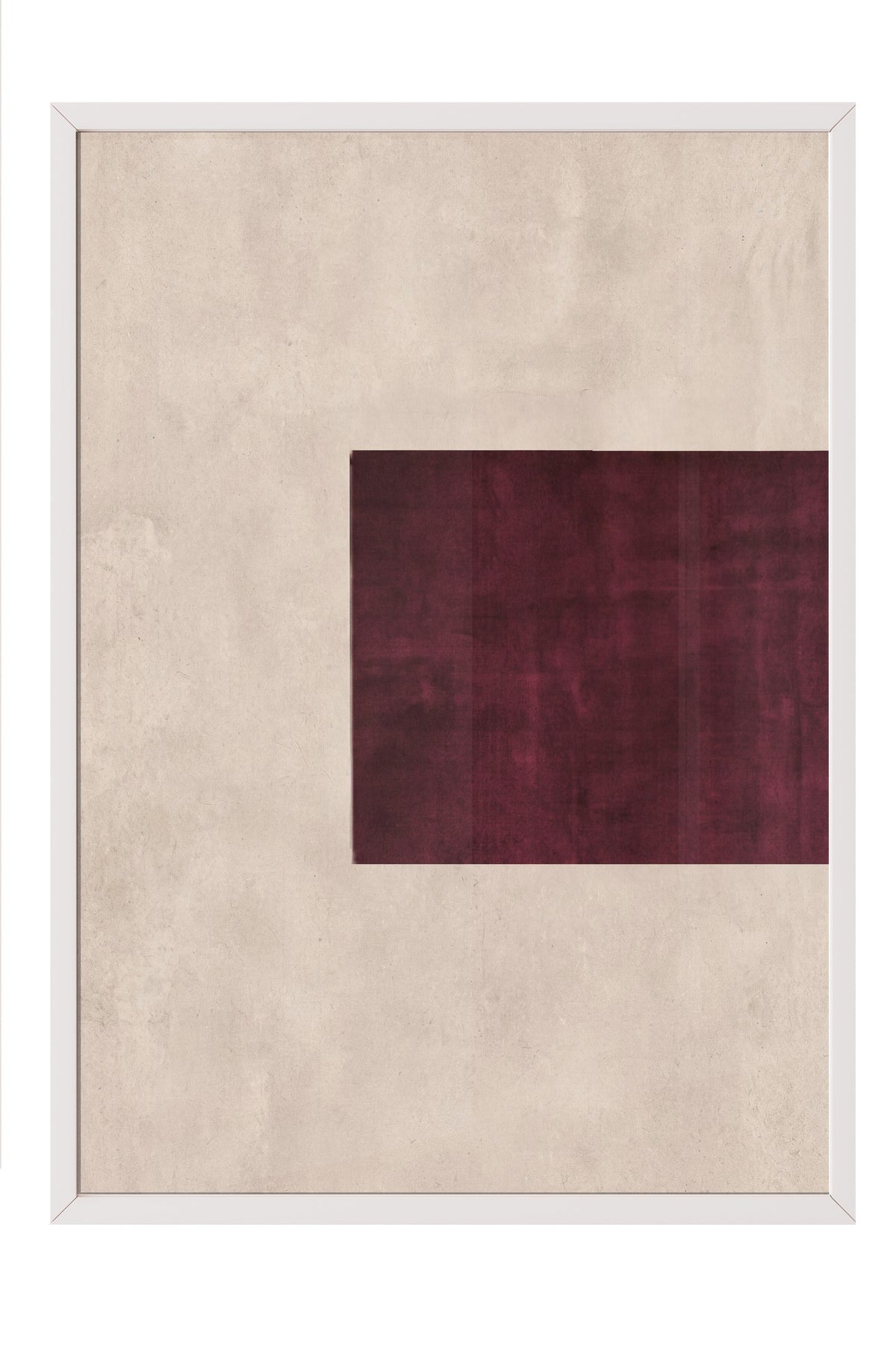 Minimalistik Bordo Dikdörtgen Poster – Beyaz Çerçeveli Tablo