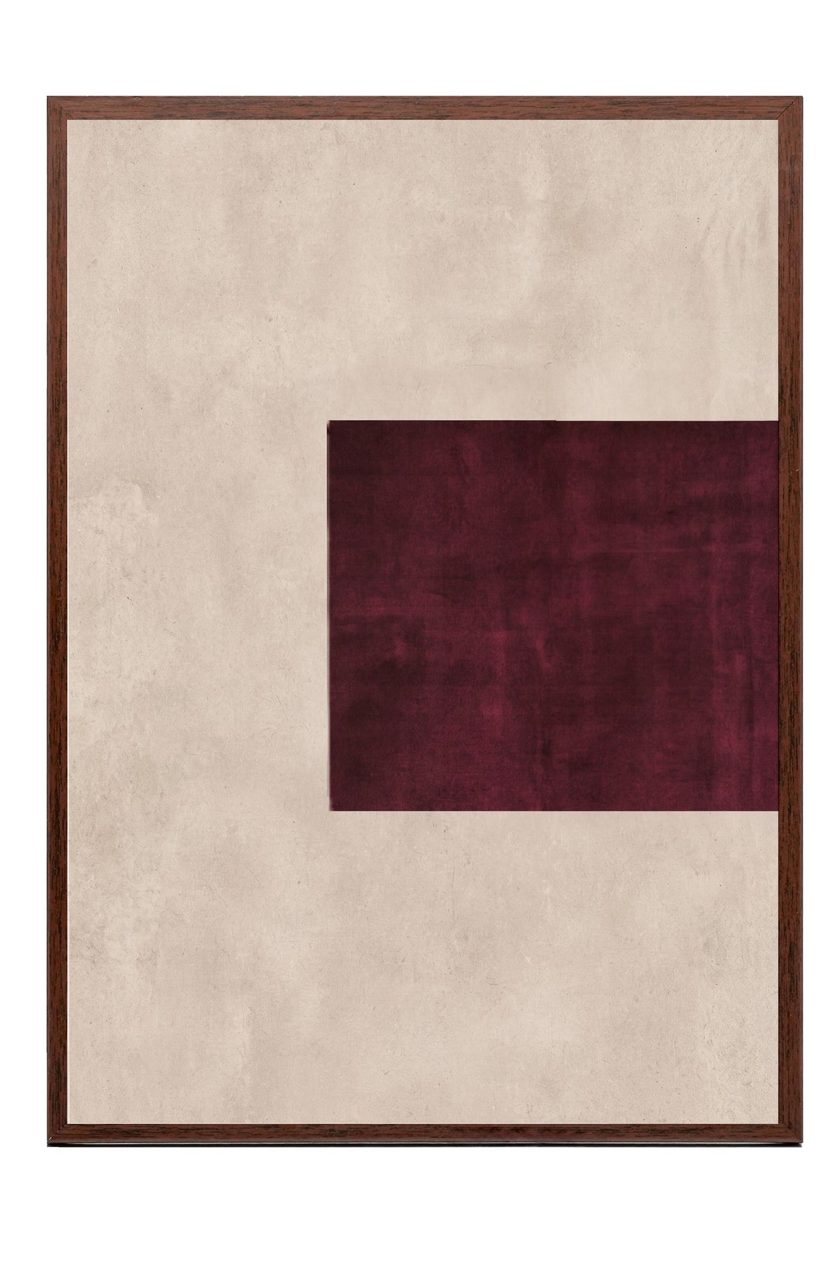Minimalistik Bordo Dikdörtgen Poster – Kahverengi Çerçeveli Tablo