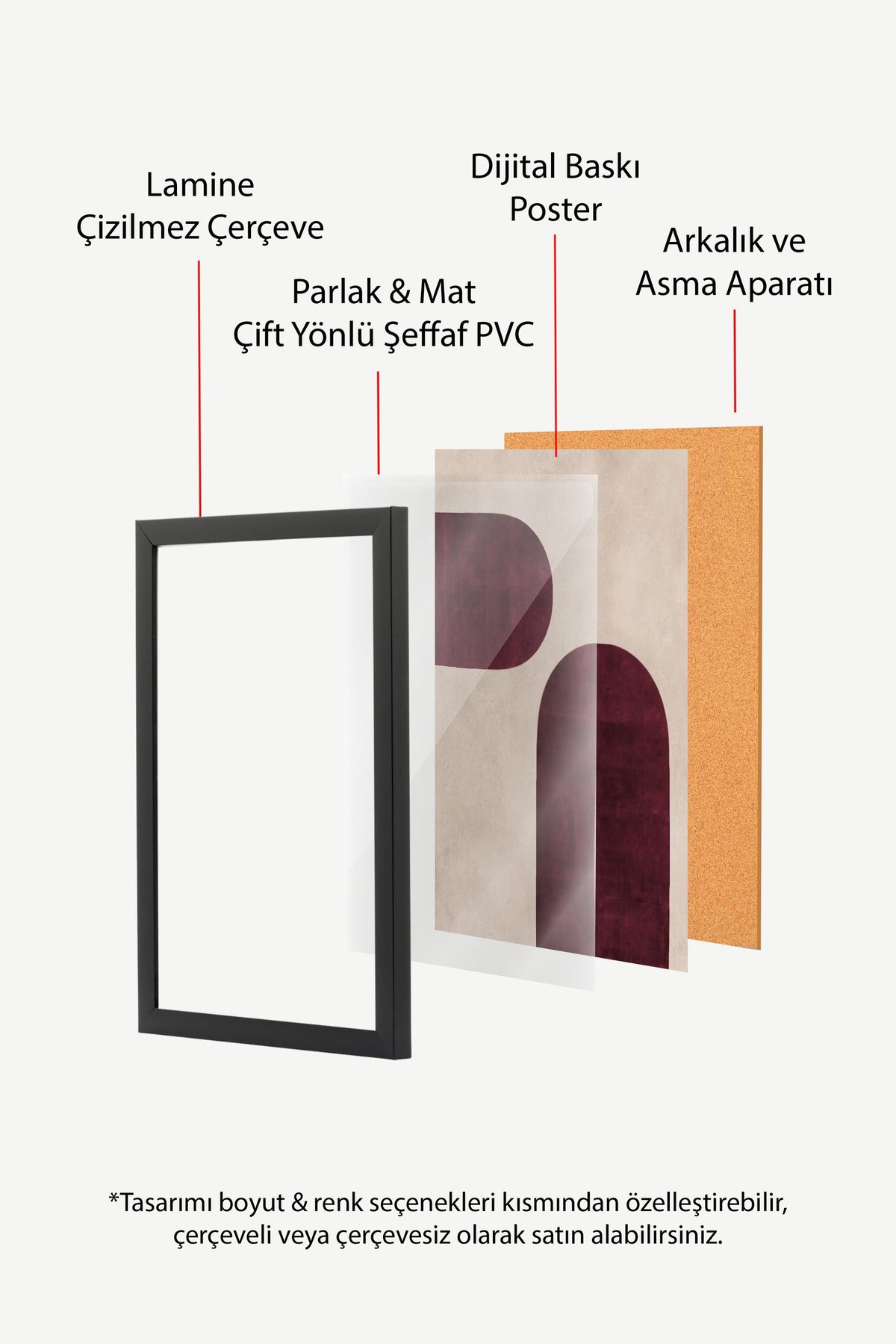 Soyut Şekillerle Minimalist Tasarım Poster – Siyah Çerçeveli Tablo