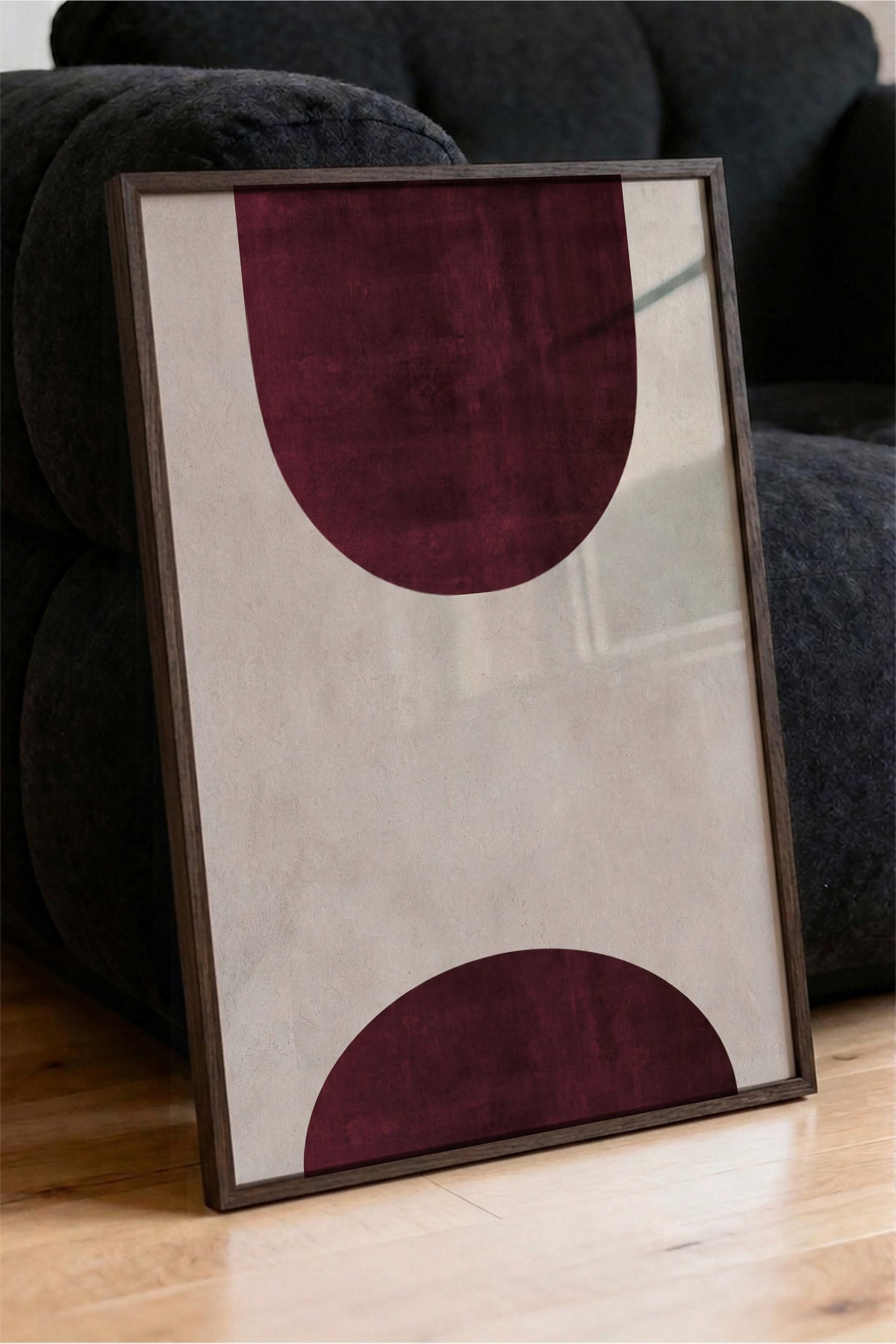 Soyut Geometrik Şekiller Poster – Kahverengi Çerçeveli Tablo