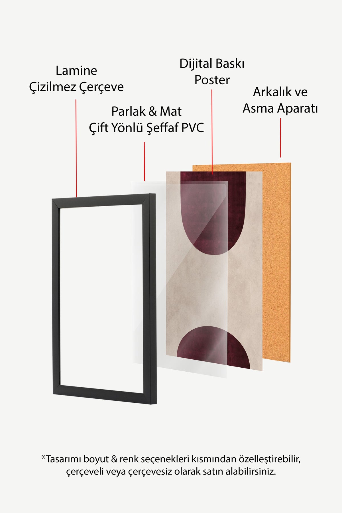 Soyut Geometrik Şekiller Poster – Siyah Çerçeveli Tablo