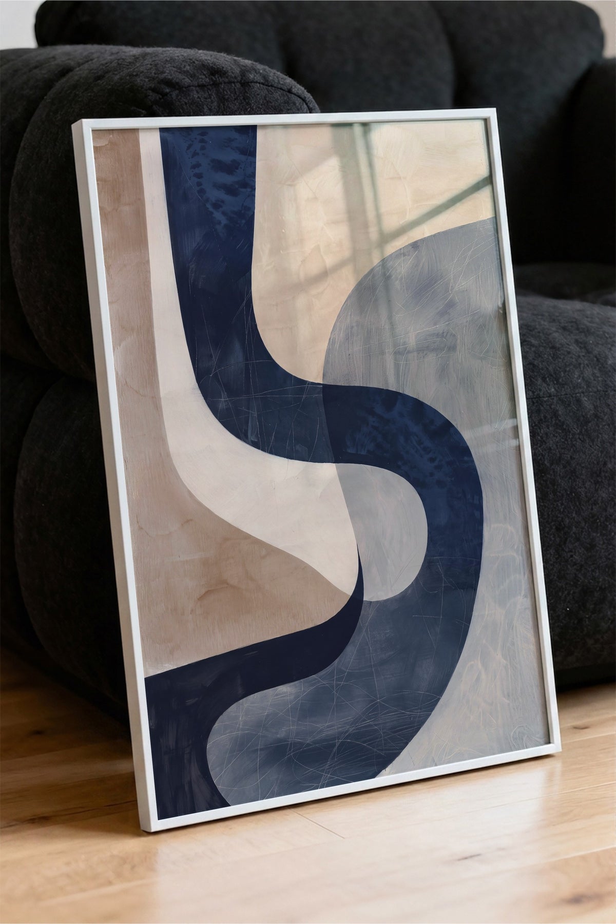 Geometrik Soyut Dalgalar Poster – Beyaz Çerçeveli Tablo