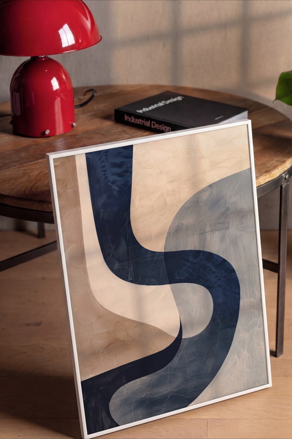 Geometrik Soyut Dalgalar Poster – Beyaz Çerçeveli Tablo
