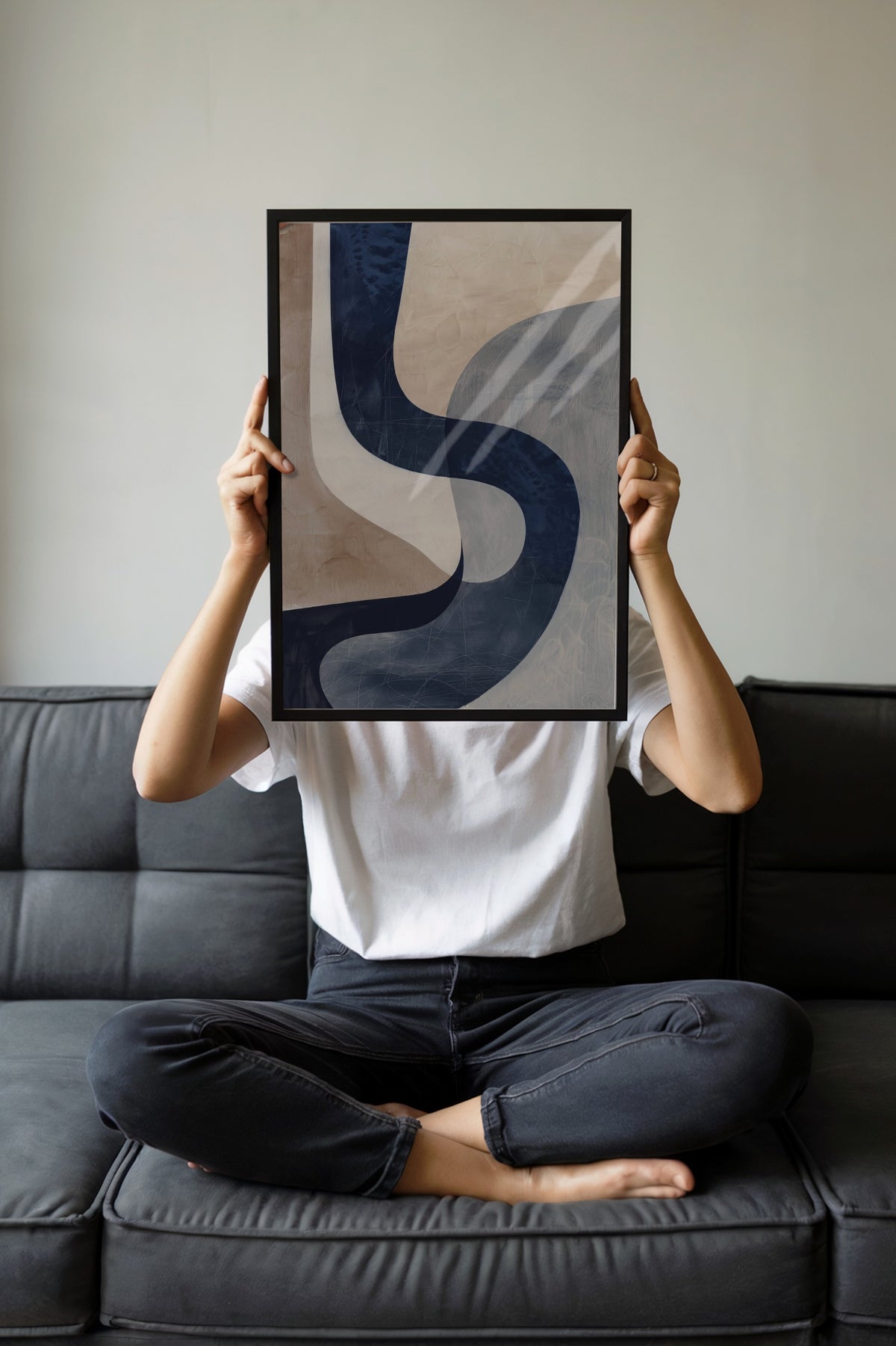 Geometrik Soyut Dalgalar Poster – Siyah Çerçeveli Tablo