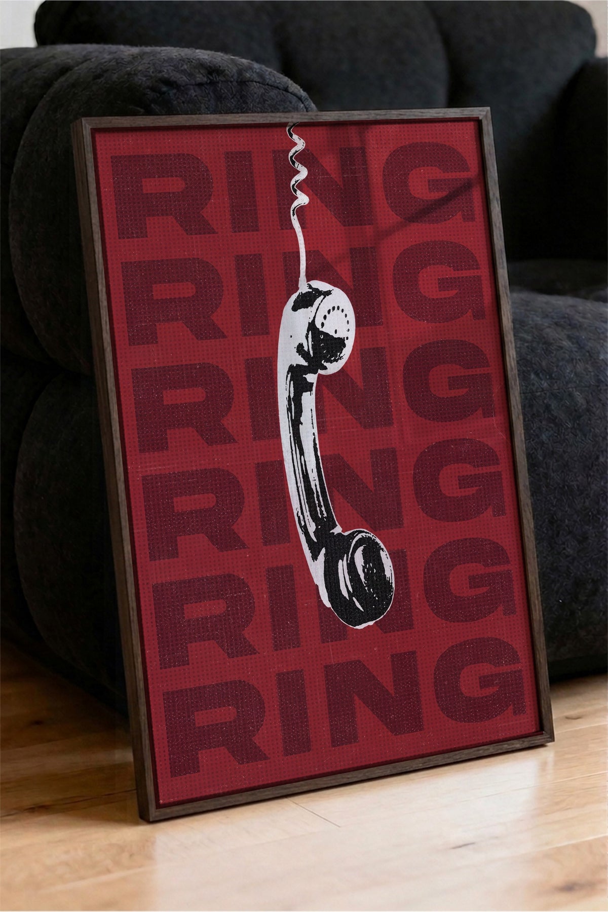 RING RING RING Poster – Kahverengi Çerçeveli Tablo