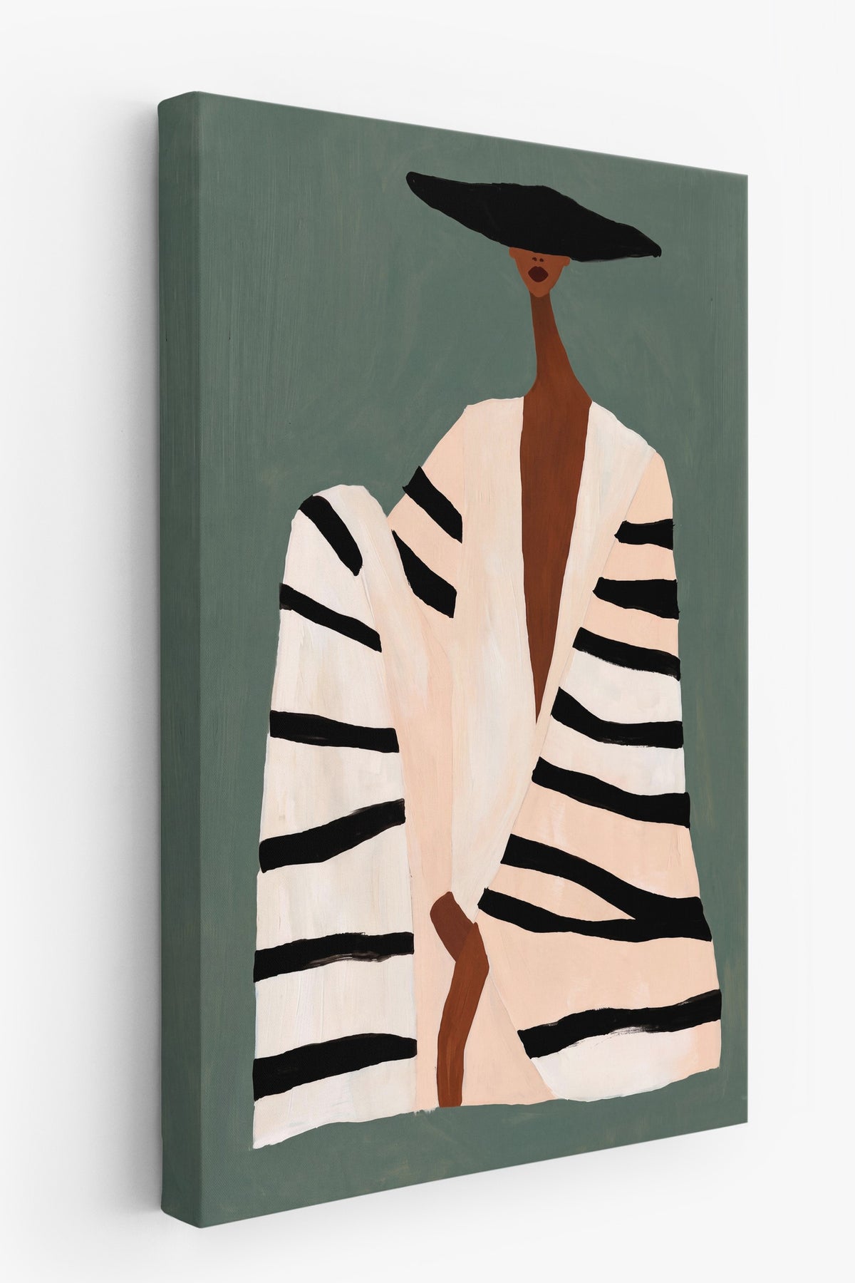 Zebra Desenli Modern Kadın Kanvas Tablo