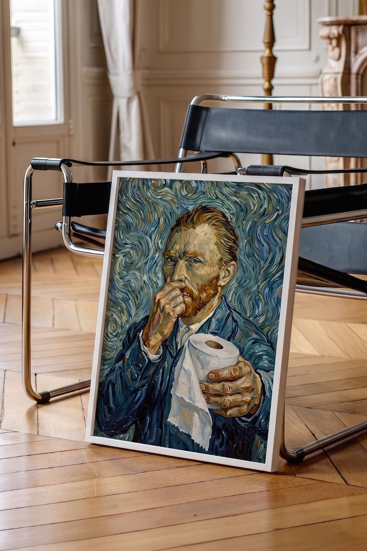 Van Gogh Mizahi Yorum Poster – Beyaz Çerçeveli Tablo