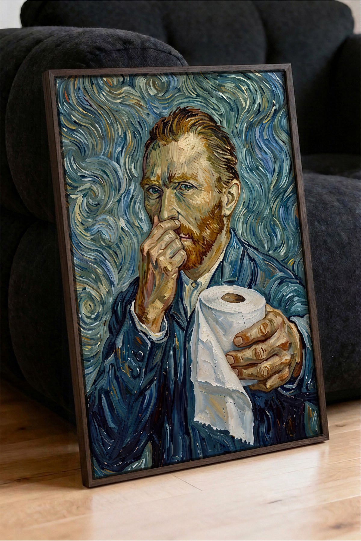 Van Gogh Mizahi Yorum Poster – Kahverengi Çerçeveli Tablo