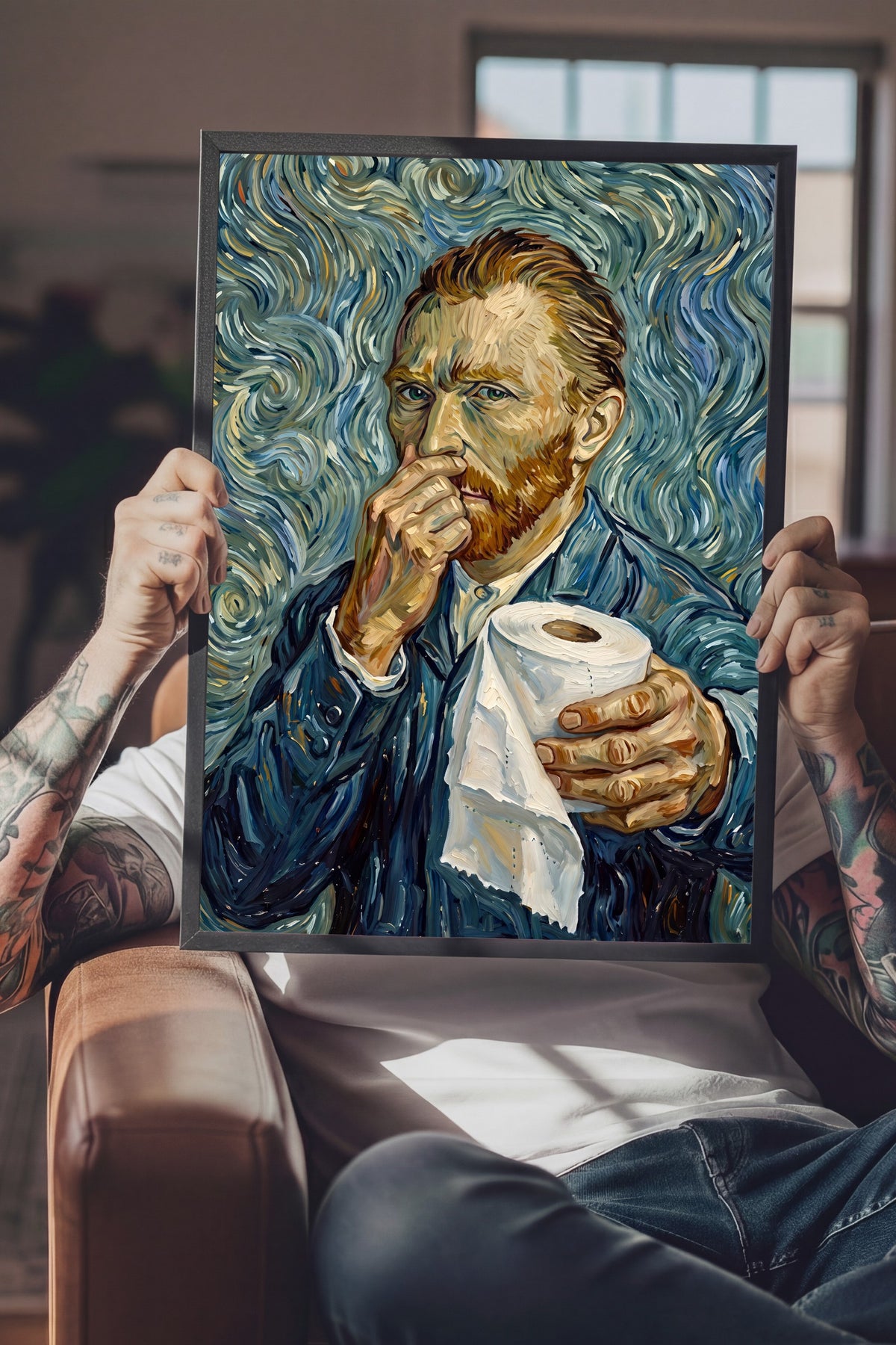 Van Gogh Mizahi Yorum Poster – Siyah Çerçeveli Tablo