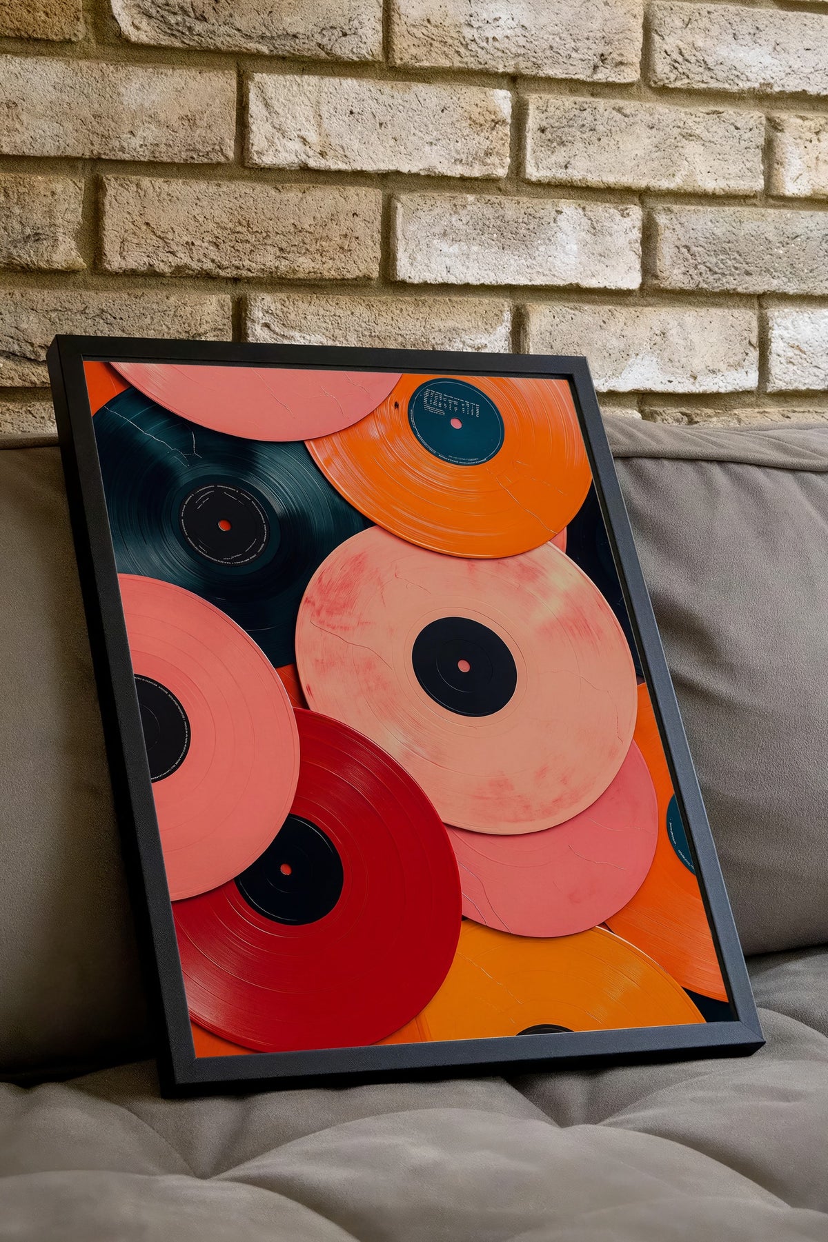 Renkli Plak Kompozisyonu Poster – Siyah Çerçeveli Tablo