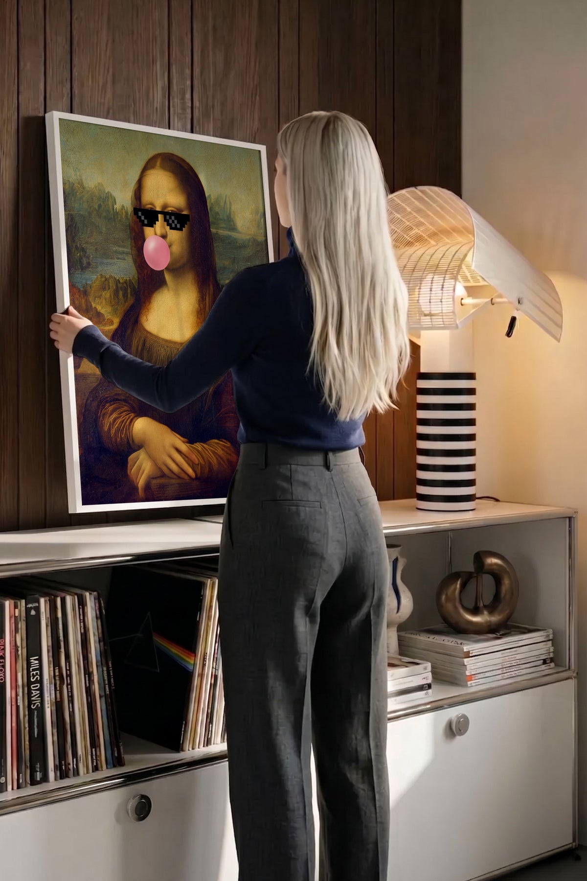 Mona Lisa Remix Poster – Beyaz Çerçeveli Tablo