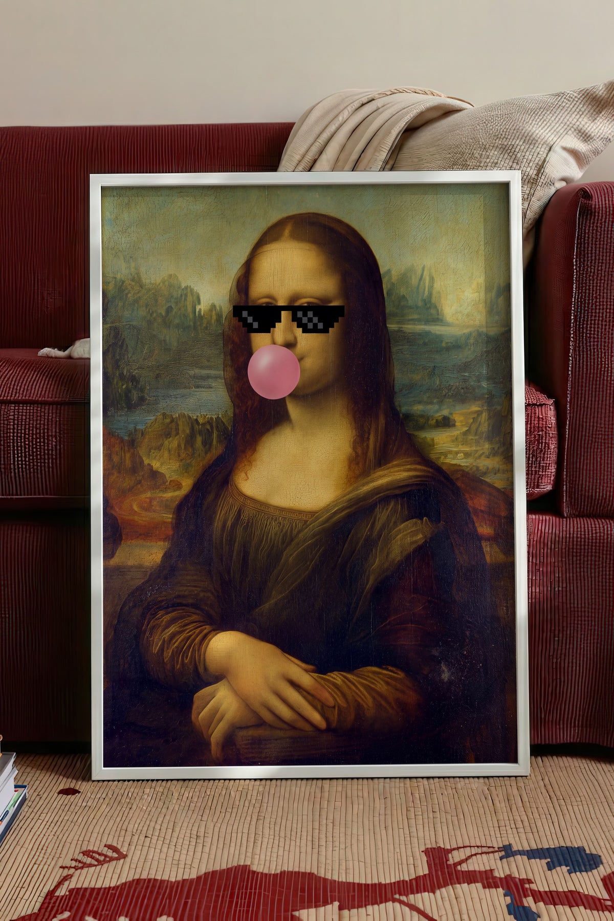 Mona Lisa Remix Poster – Beyaz Çerçeveli Tablo