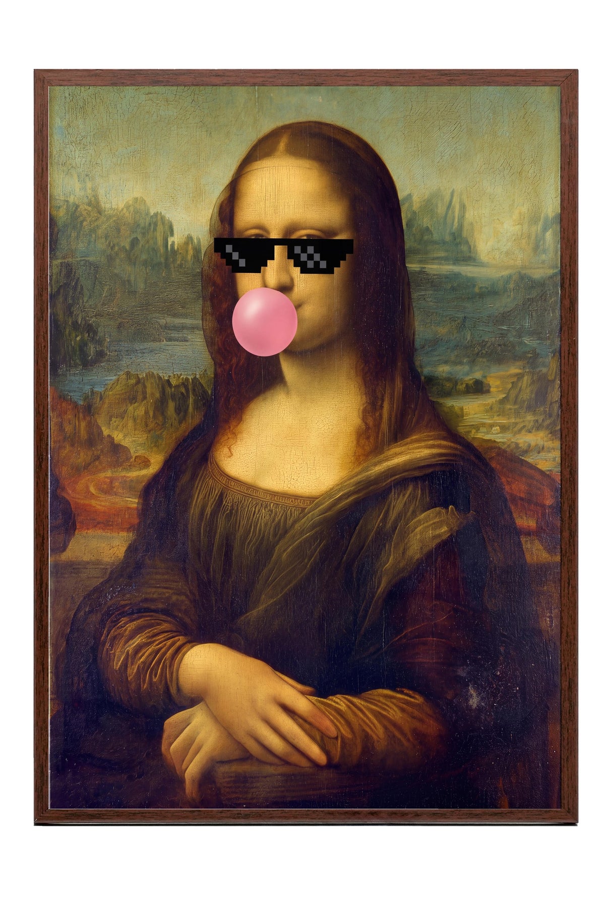 Mona Lisa Remix Poster – Kahverengi Çerçeveli Tablo