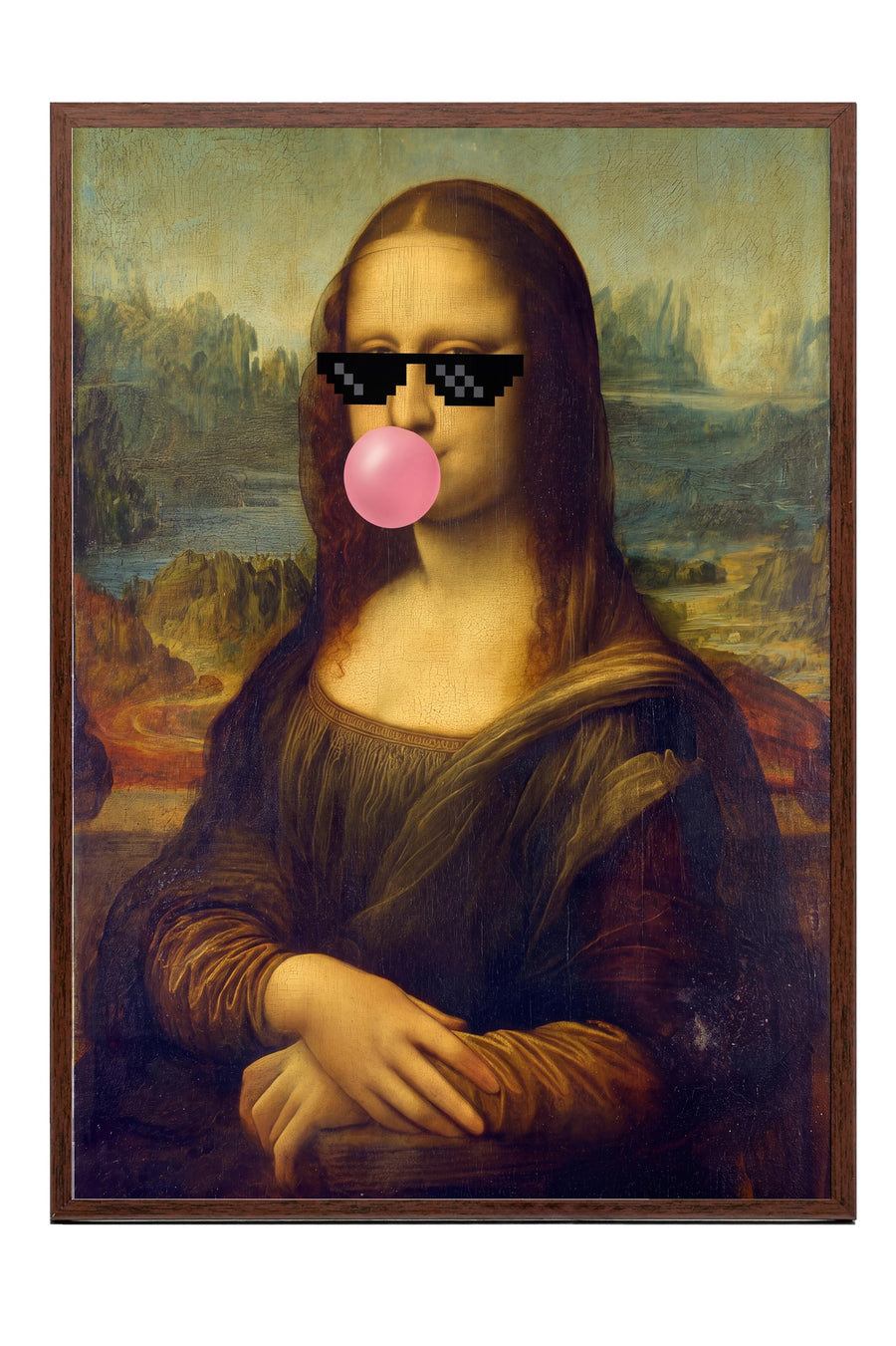 Mona Lisa Remix Poster – Kahverengi Çerçeveli Tablo