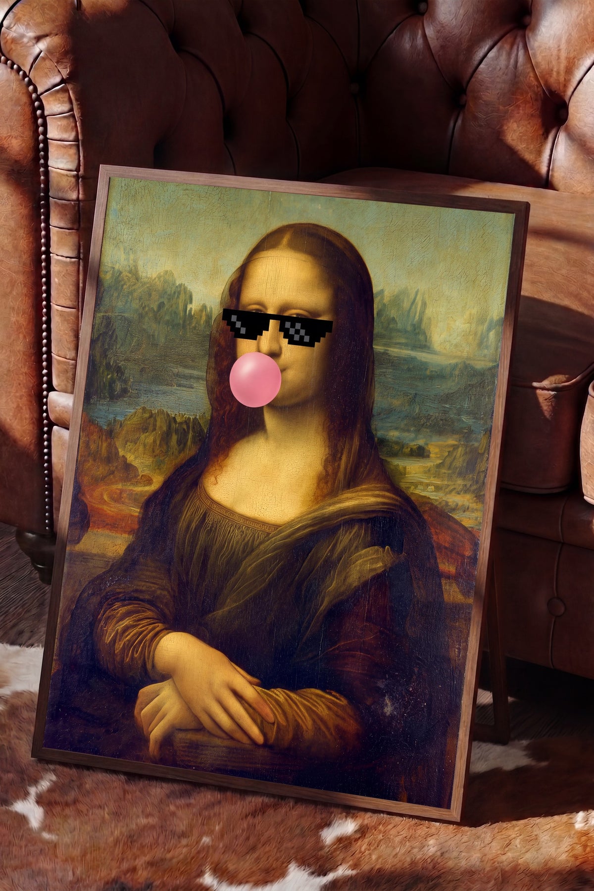 Mona Lisa Remix Poster – Kahverengi Çerçeveli Tablo