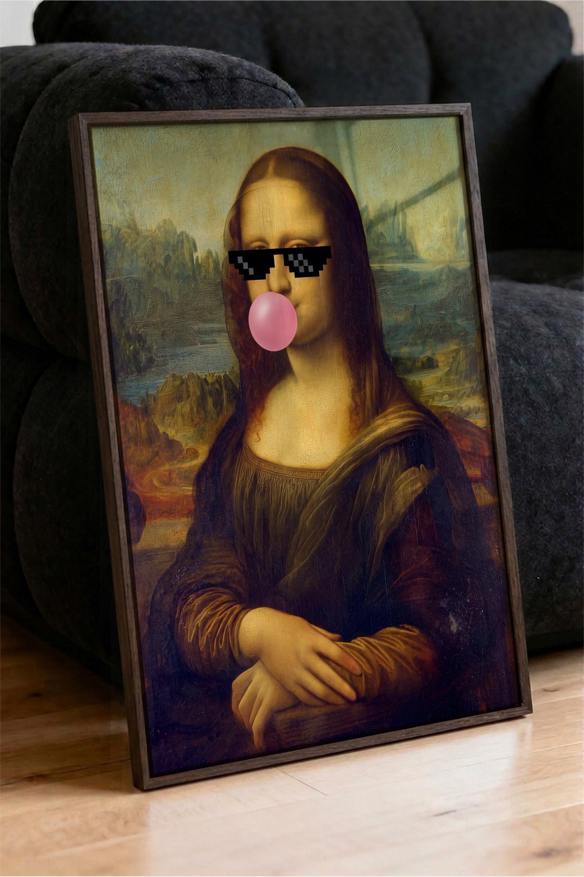 Mona Lisa Remix Poster – Kahverengi Çerçeveli Tablo