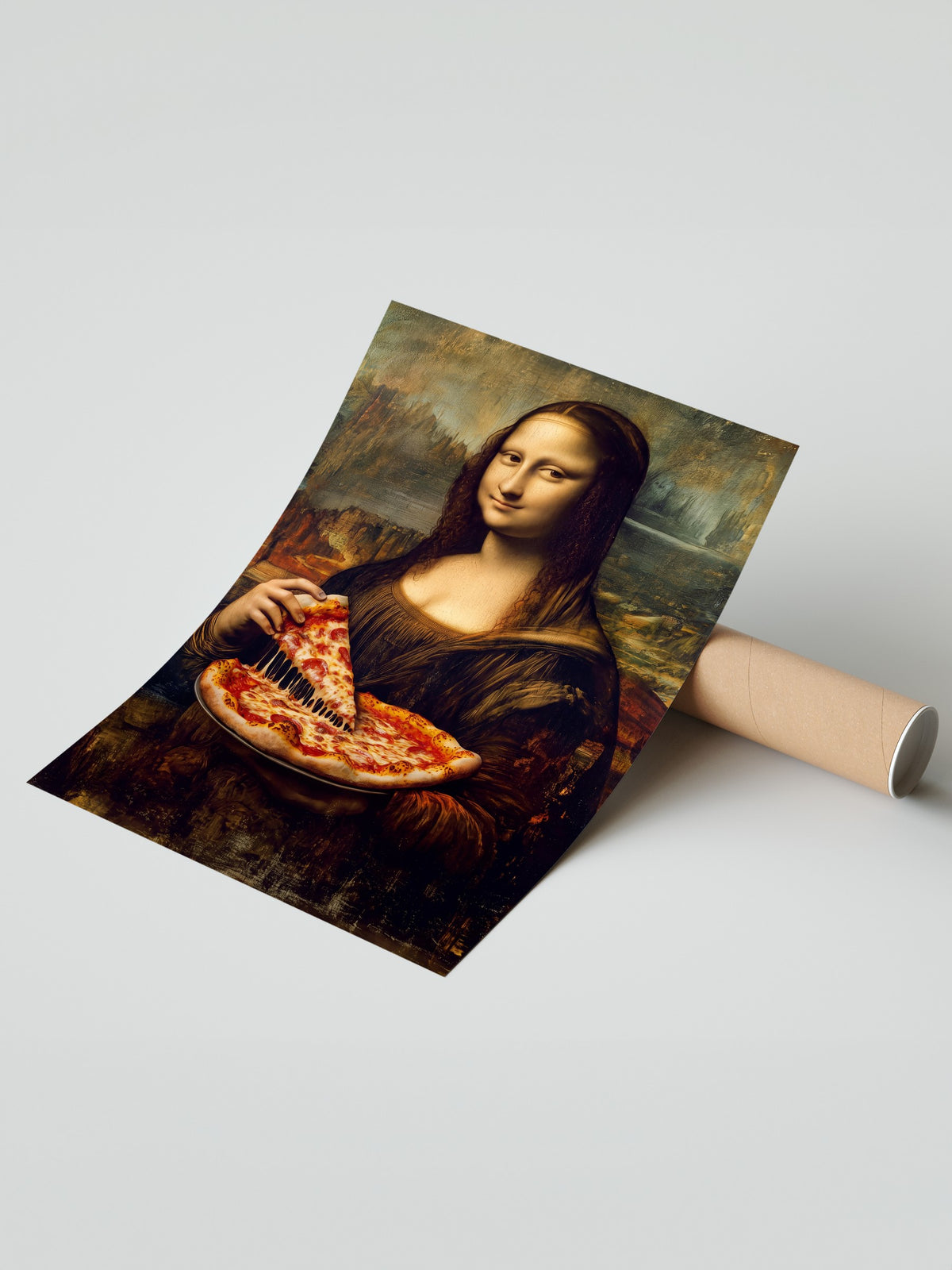 Mona Lisa ve Pizza Çerçevesiz Poster