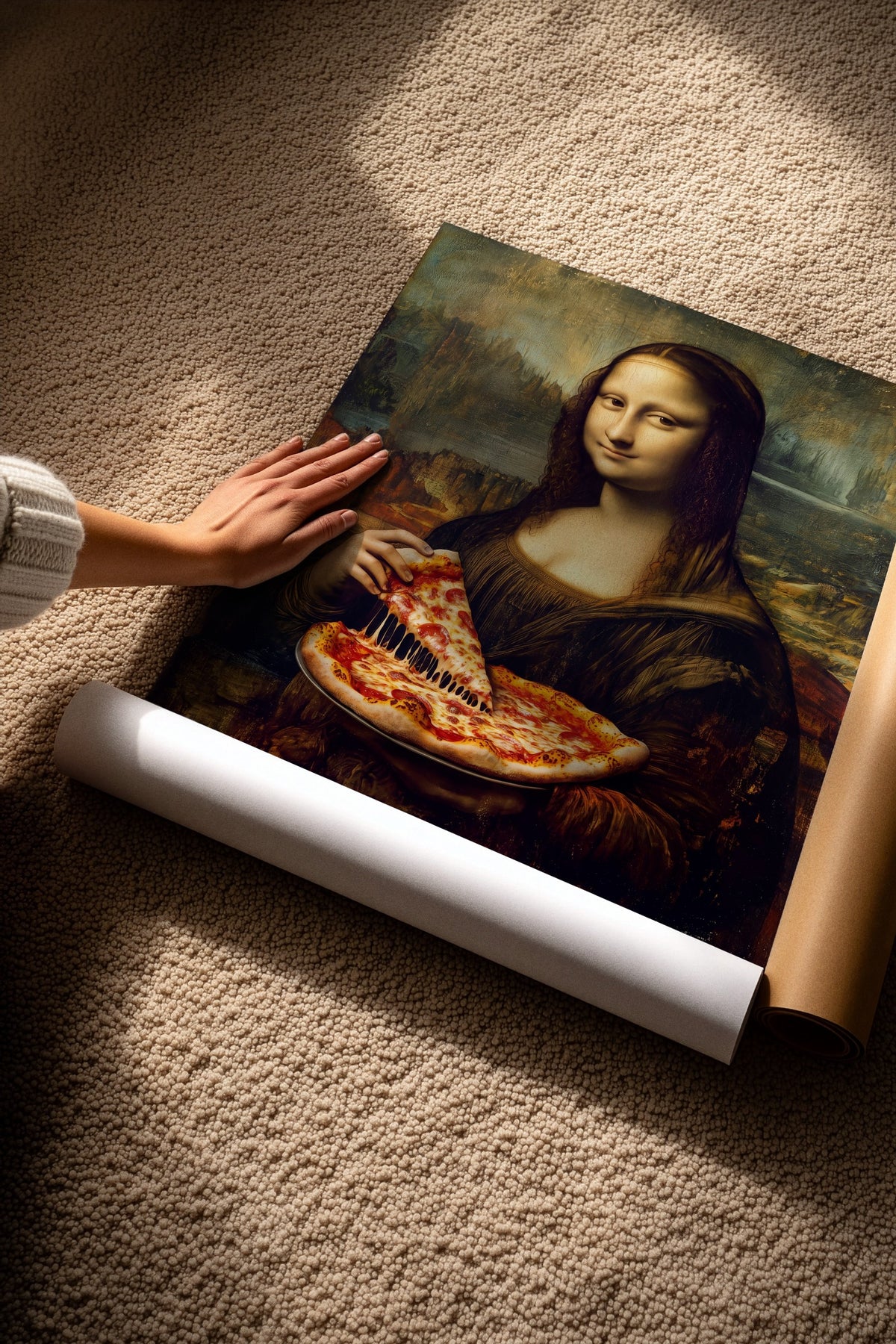 Mona Lisa ve Pizza Çerçevesiz Poster