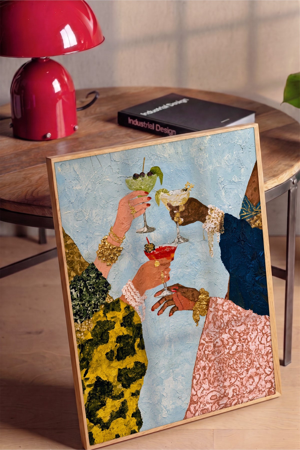 El Yapımı Kokteyl Sahnesi Poster – Ahşap Çerçeveli Tablo