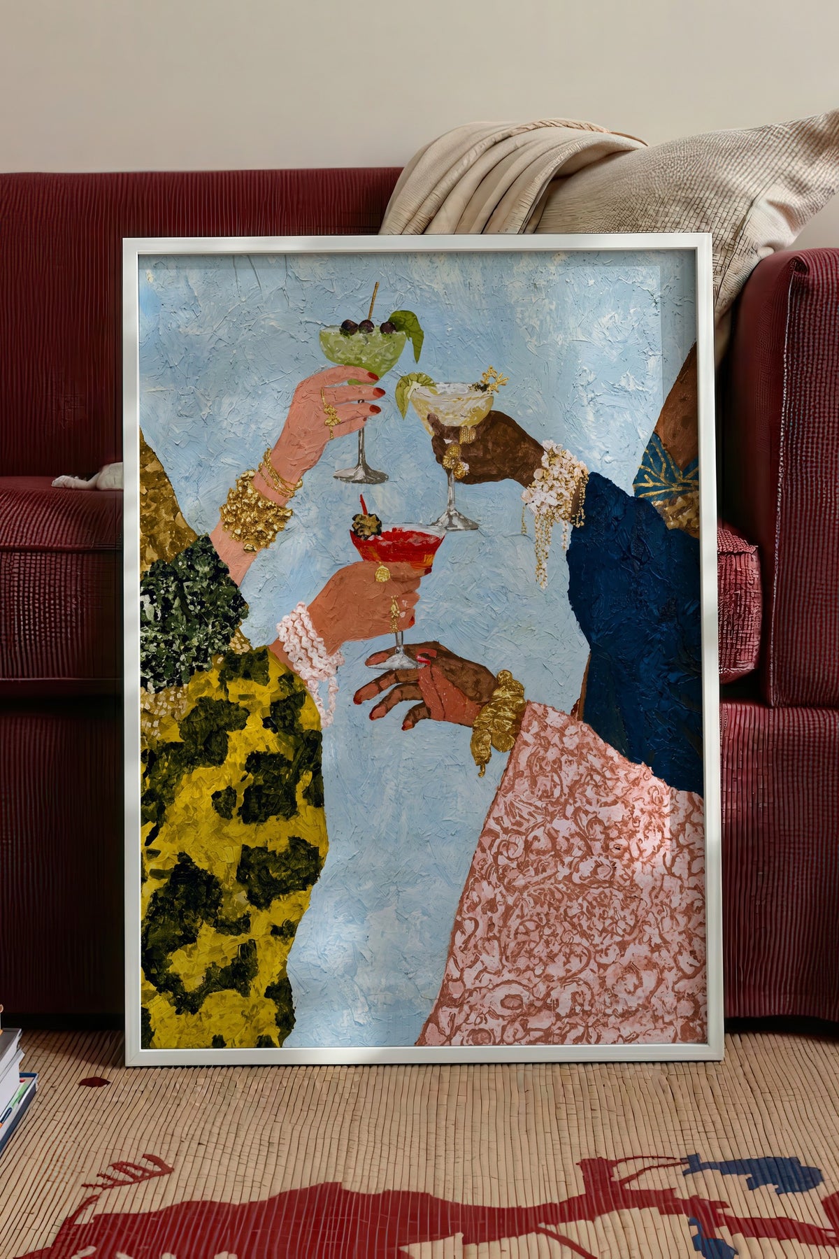 El Yapımı Kokteyl Sahnesi Poster – Beyaz Çerçeveli Tablo