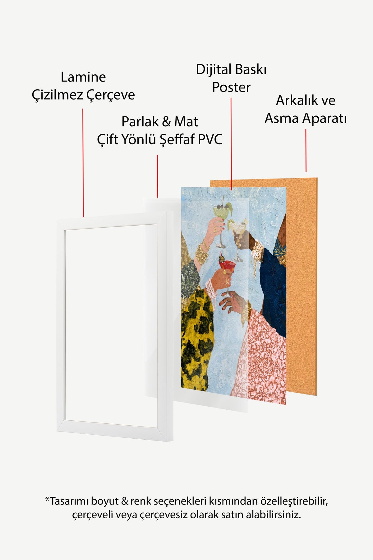 El Yapımı Kokteyl Sahnesi Poster – Beyaz Çerçeveli Tablo